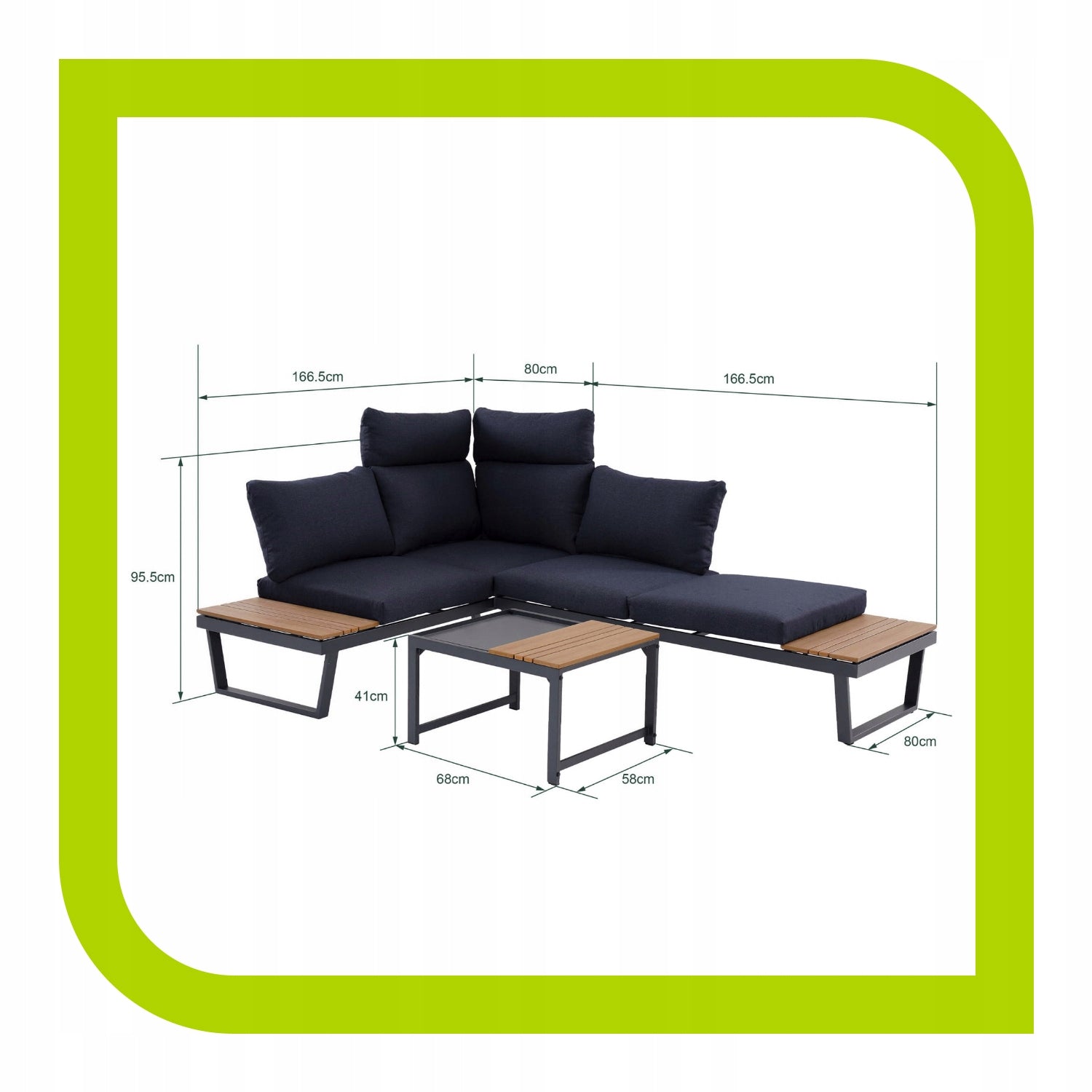 GARDEN FURNITURE SET NUVIO CORNER SOFA COFFEE TABLE MODERN Main material aluminum