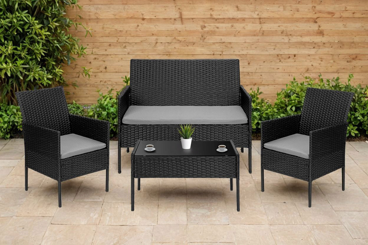 GARDEN FURNITURE SET RATTAN SET SOFA ARMCHAIRS COFFEE TABLE Packaging status original