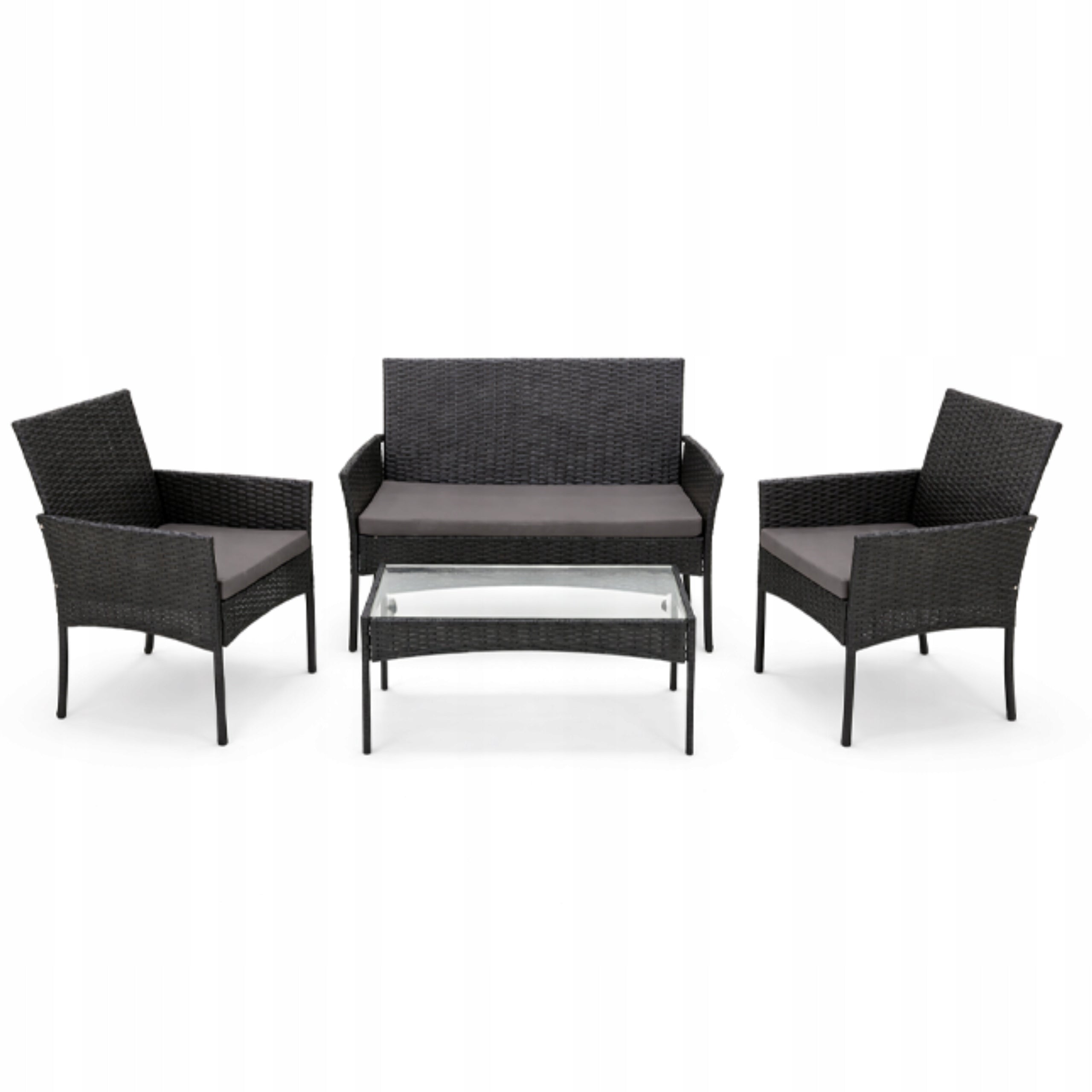 GARDEN FURNITURE SET RATTAN SOFA ARMCHAIRS TABLE SET FOR GARDEN Color gray