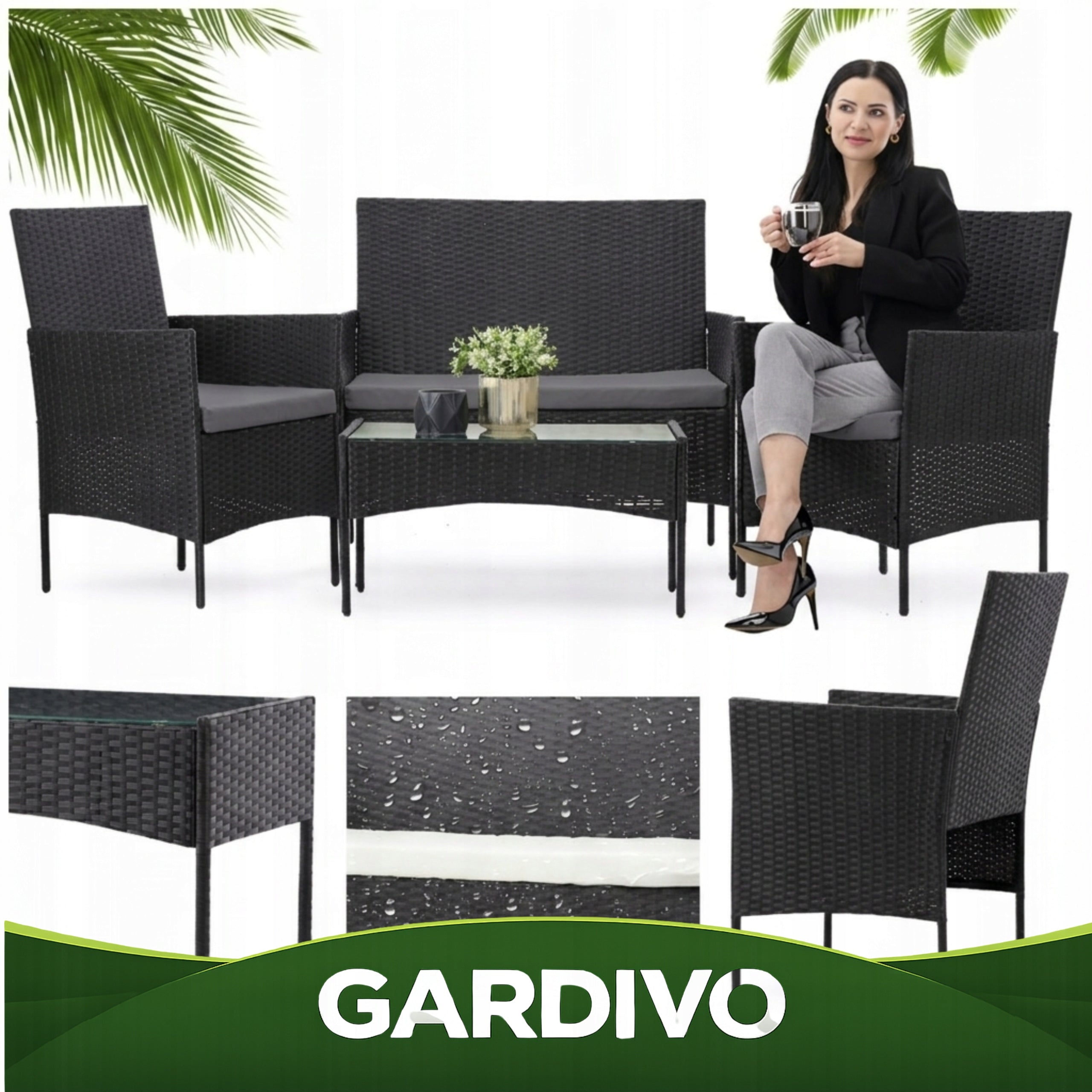 GARDEN FURNITURE SET RATTAN SOFA ARMCHAIRS TABLE SET FOR GARDEN Manufacturer Heckermann