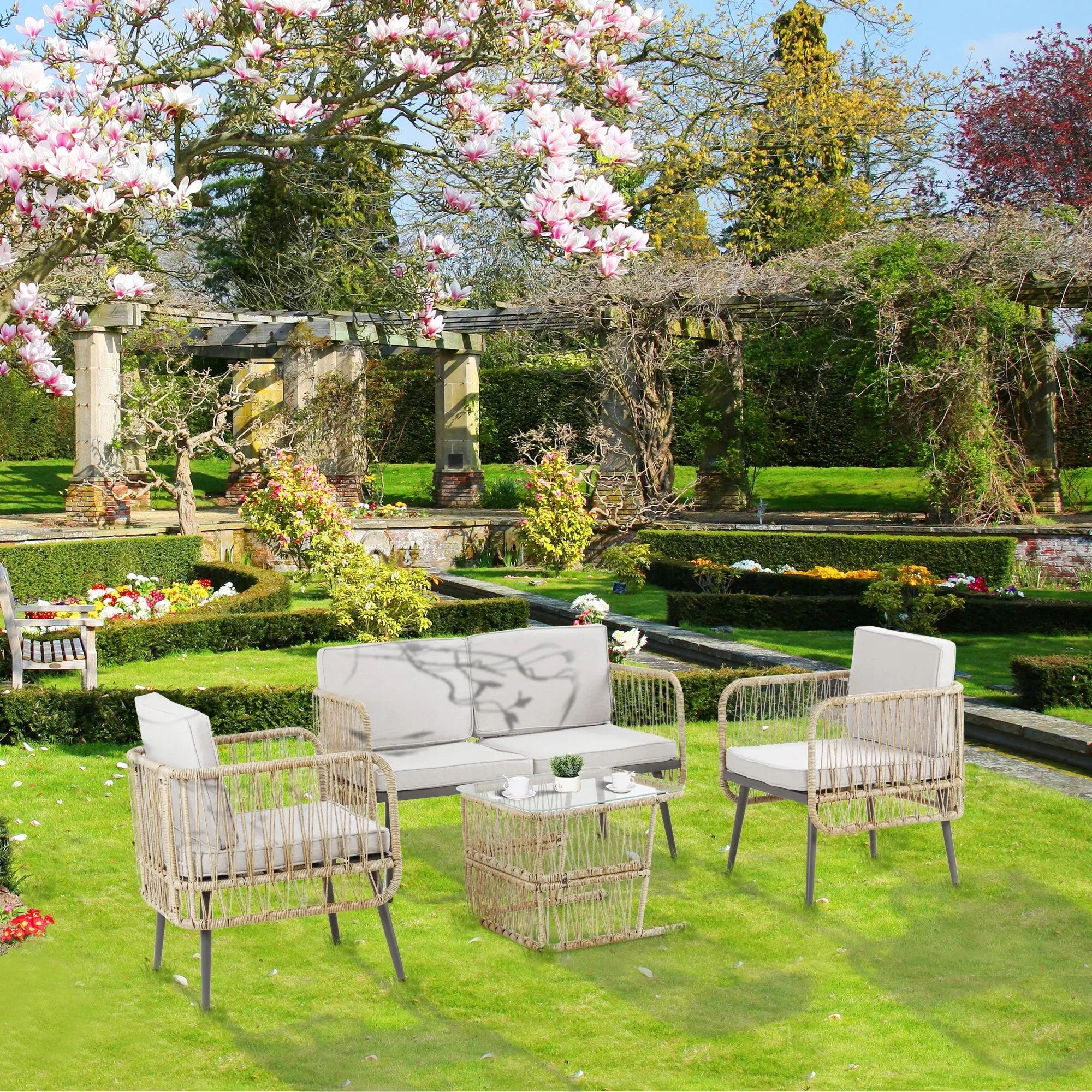 GARDEN FURNITURE SET RATTAN SOFA TABLE AND CHAIRS EAN (GTIN) 3662970104804