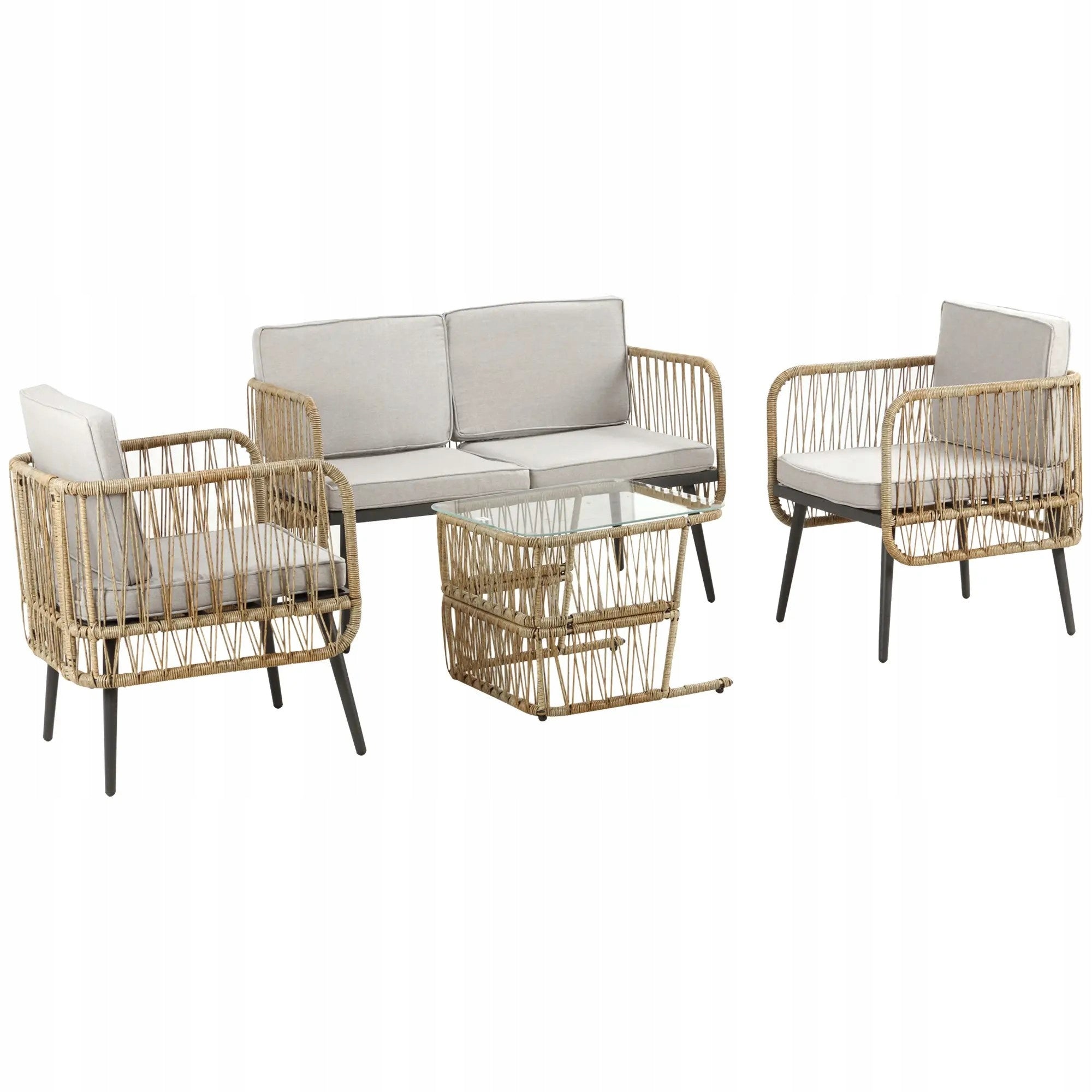GARDEN FURNITURE SET RATTAN SOFA TABLE AND CHAIRS