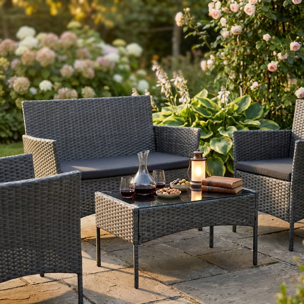 GARDEN FURNITURE SET SFS010 MTG GARDEN FURNITURE RATTAN GREY Color gray