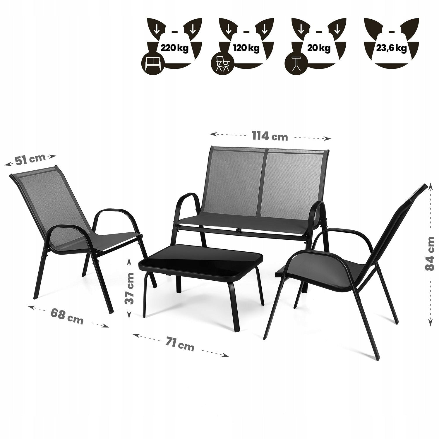 GARDEN FURNITURE SET SOFA 2 CHAIRS BENCH GARDEN FURNITURE SET BALCONY Main material metal