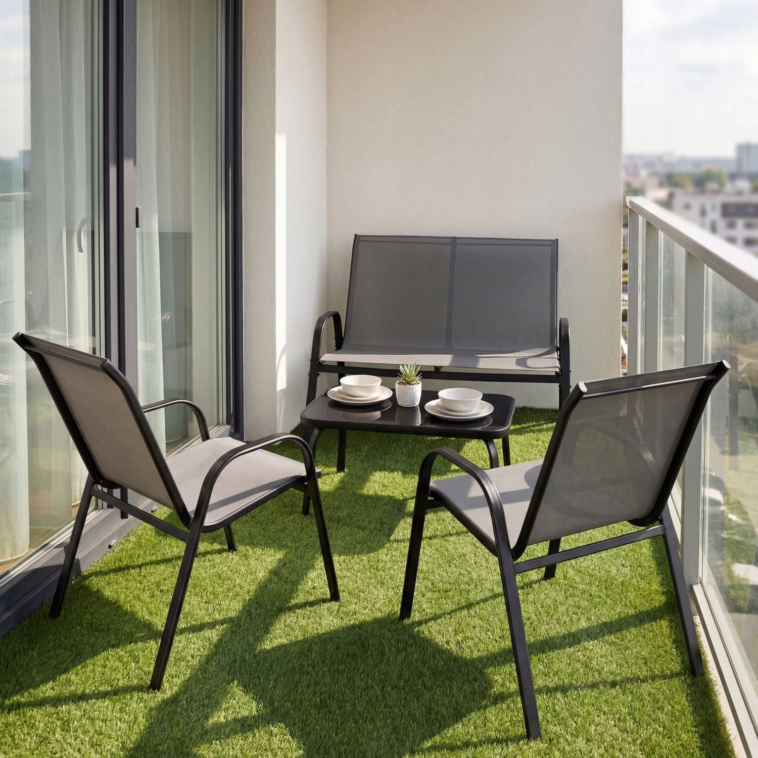 GARDEN FURNITURE SET SOFA 2 CHAIRS BENCH GARDEN FURNITURE SET BALCONY Number of people 4