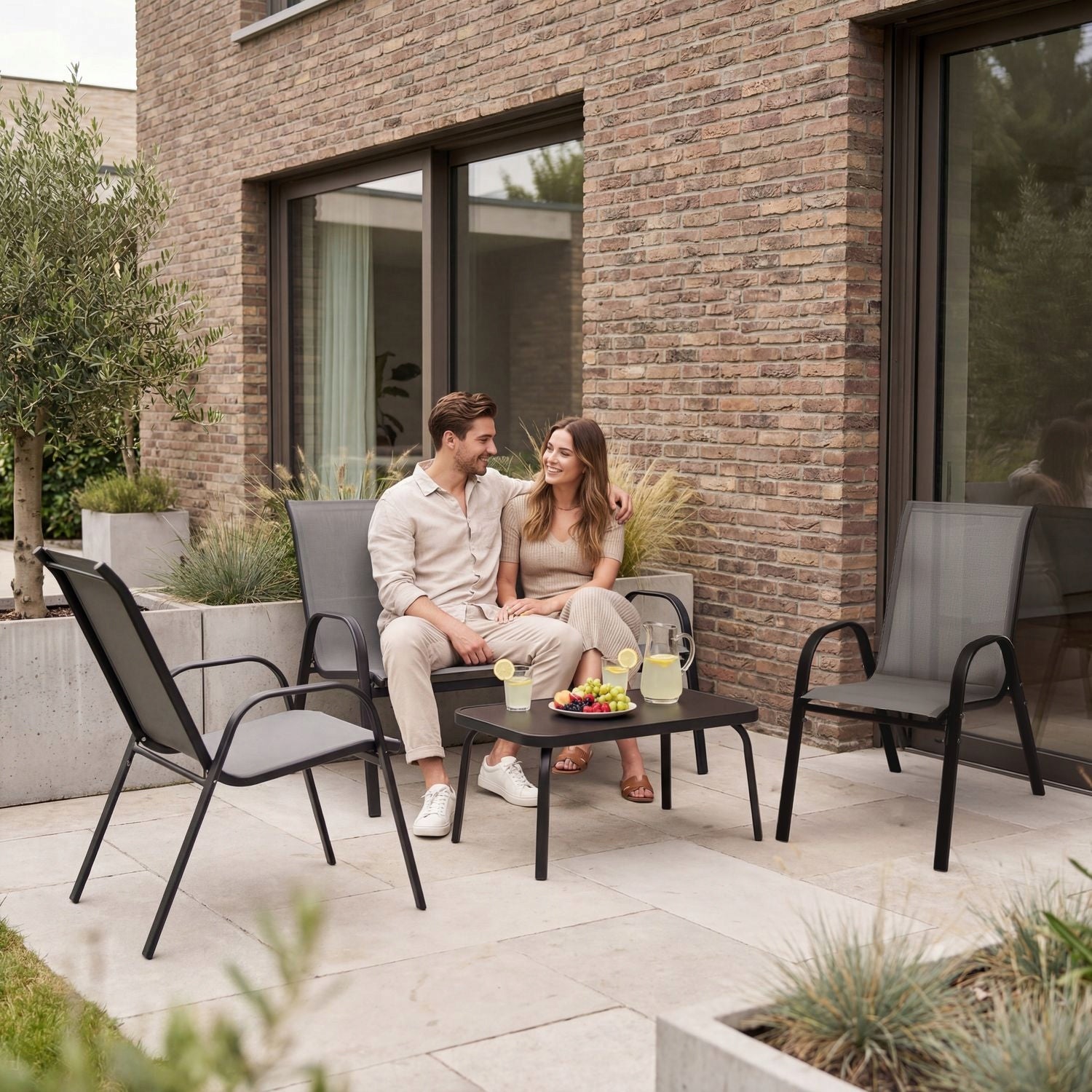 GARDEN FURNITURE SET SOFA 2 CHAIRS BENCH GARDEN FURNITURE SET BALCONY Set contents armchair bench end table