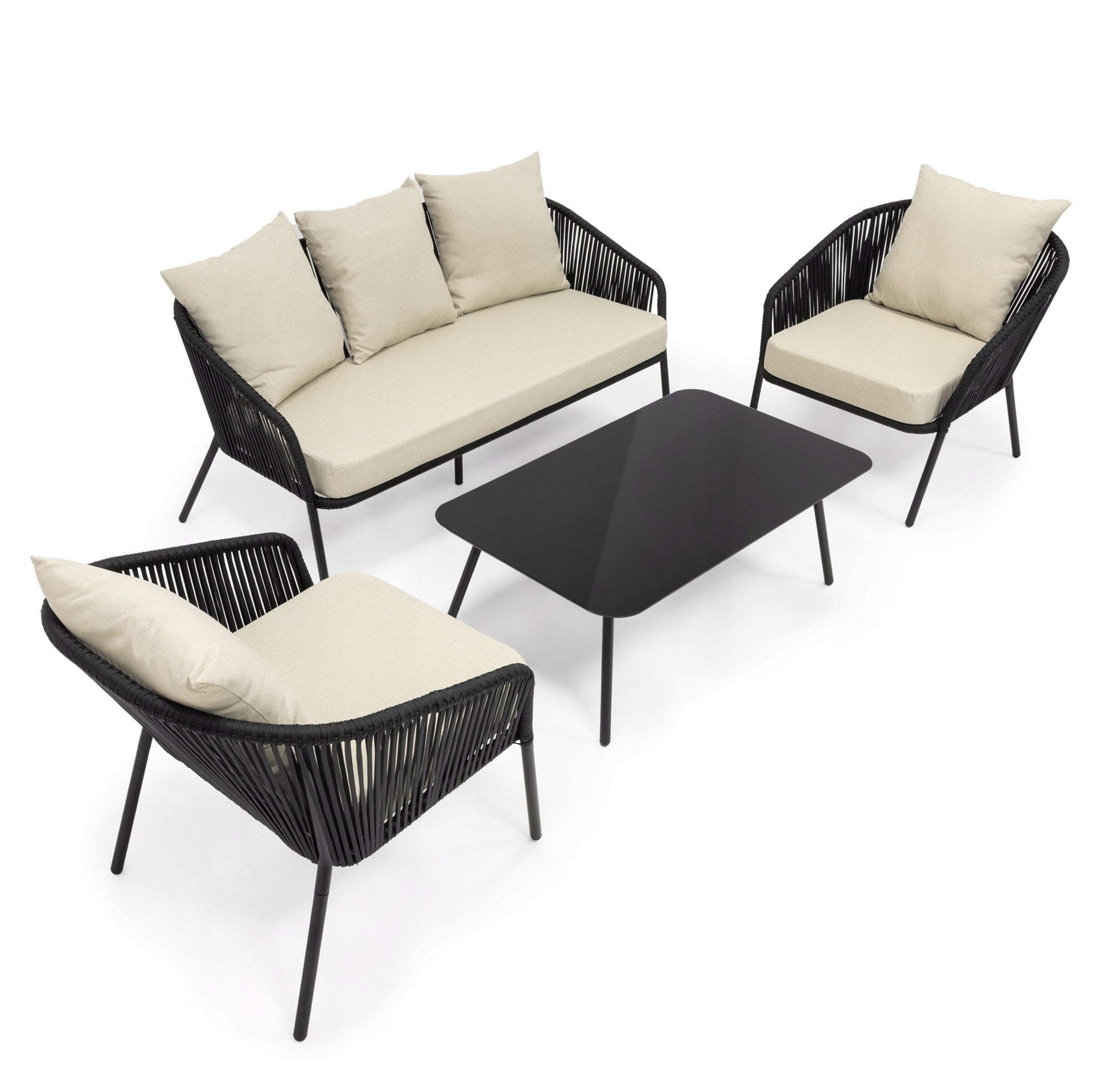 GARDEN FURNITURE SET SOFA ARMCHAIR STEEL FOR TERRACE FURNITURE SET FOR 5 PEOPLE For coffee set