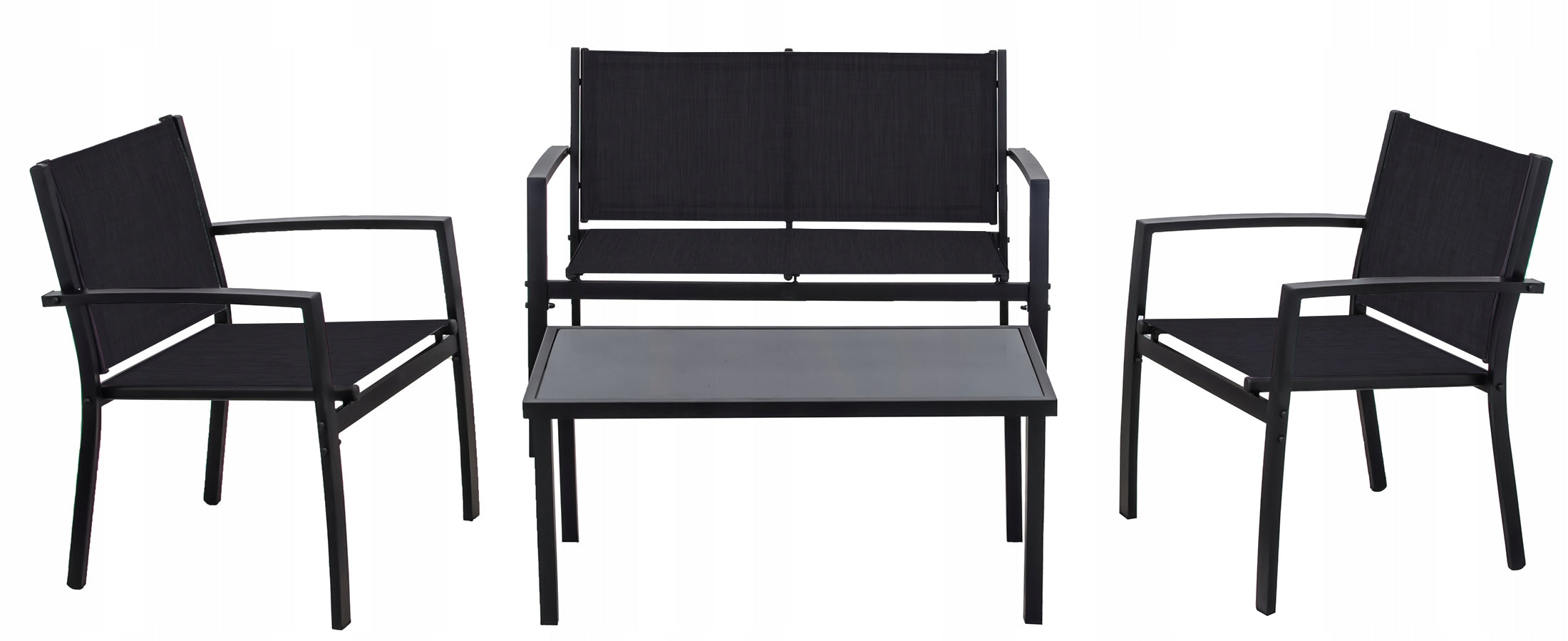GARDEN FURNITURE SET SOFA ARMCHAIRS TABLE GARDEN FURNITURE TERRACE BALCONY 4in1 Color black