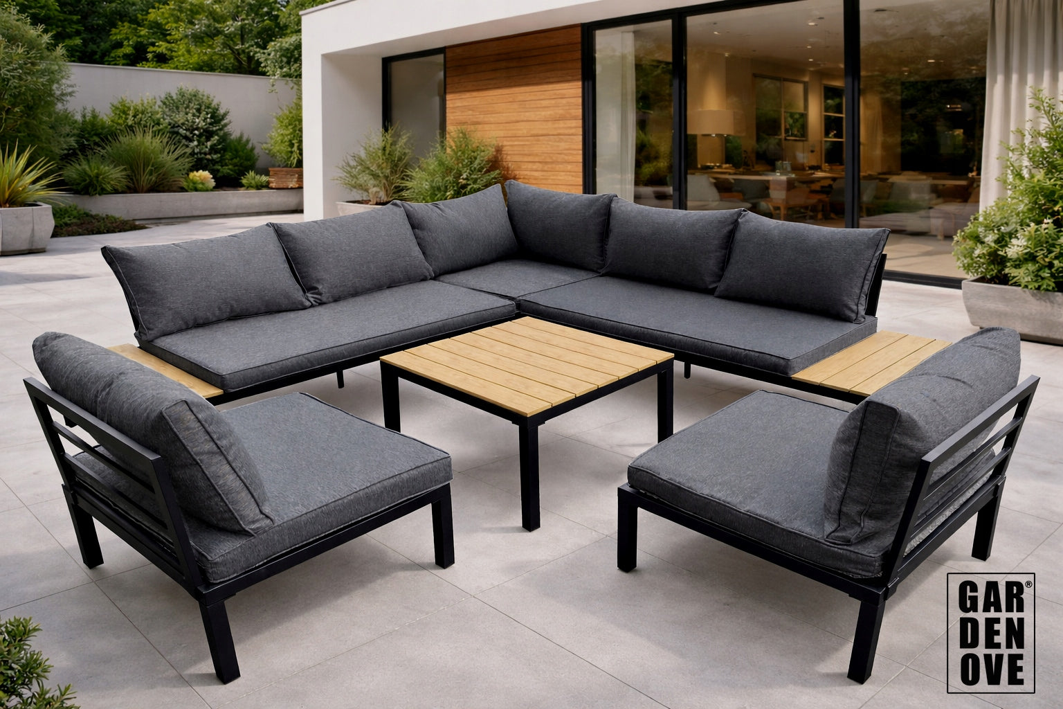 GARDEN FURNITURE SET SOFA, CORNER + 2 ARMCHAIRS, GARDENOVE Manufacturer GARDENOVE