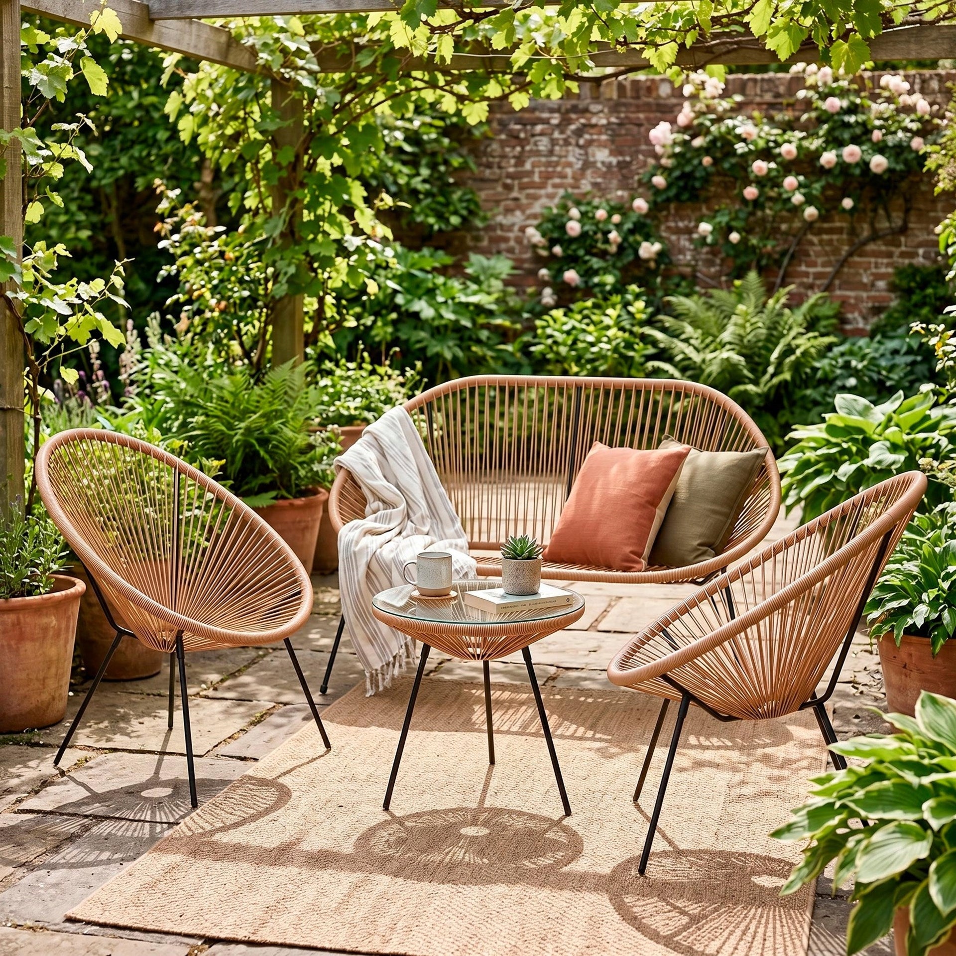 GARDEN FURNITURE SET SOFA RATTAN ARMCHAIR ACAPULCO FURNITURE SET FOR 5 PEOPLE Line Meble ogrodowe Acapulco