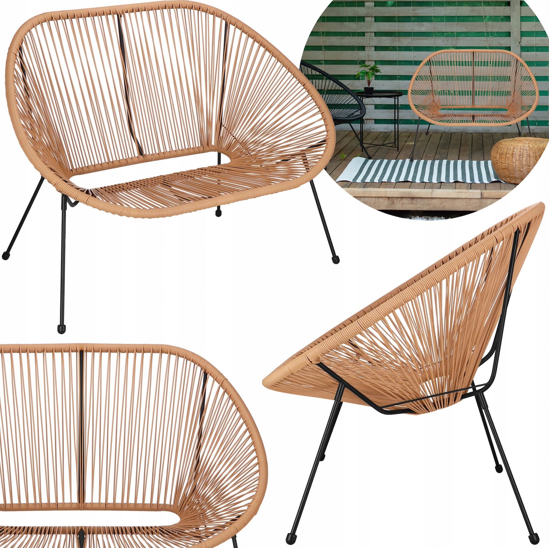 GARDEN FURNITURE SET SOFA RATTAN ARMCHAIR ACAPULCO FURNITURE SET FOR 5 PEOPLE Number of people 5
