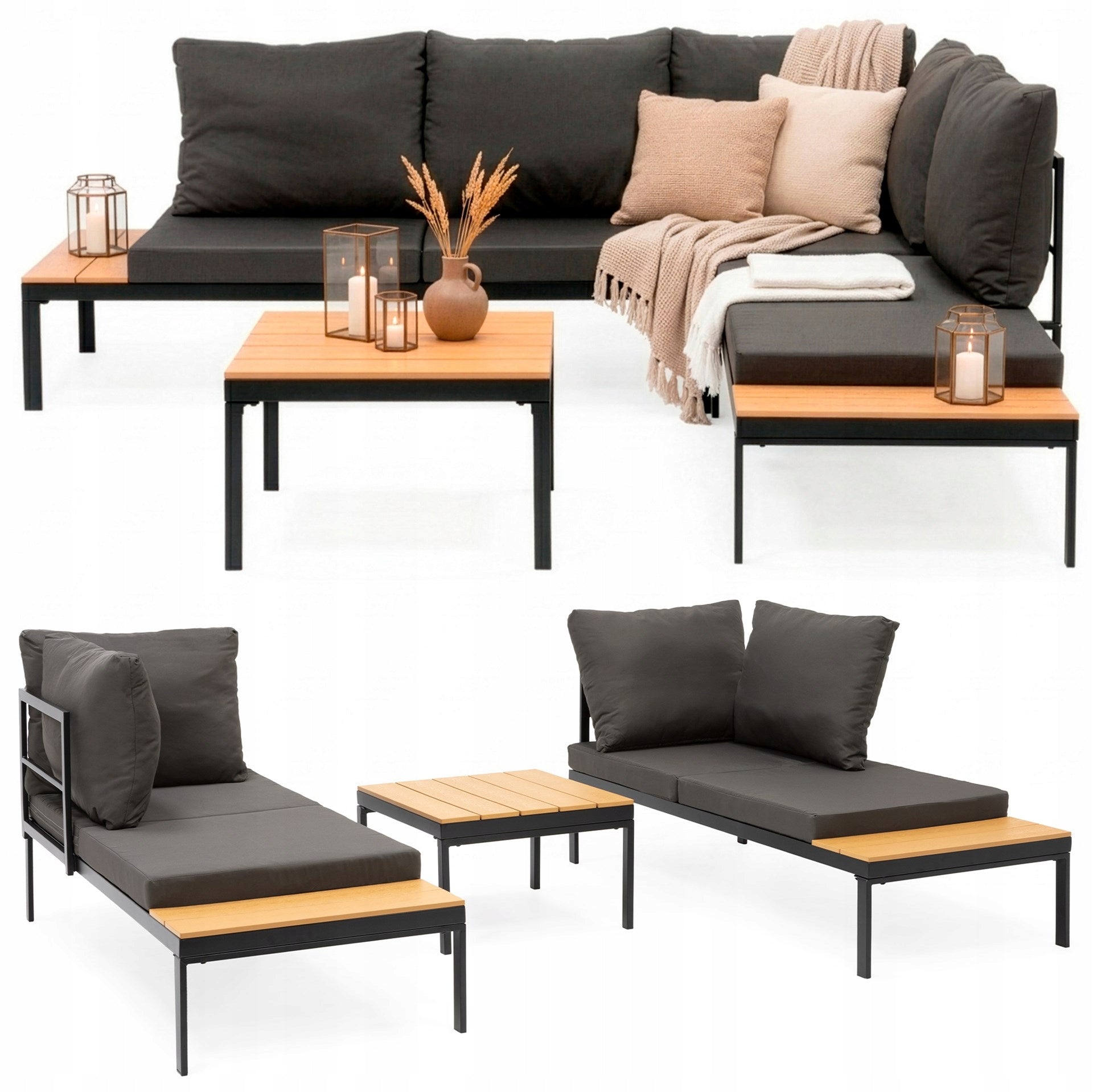 GARDEN FURNITURE SET SOFA STEEL TABLE FOR TERRACE FURNITURE SET FOR 4 PEOPLE