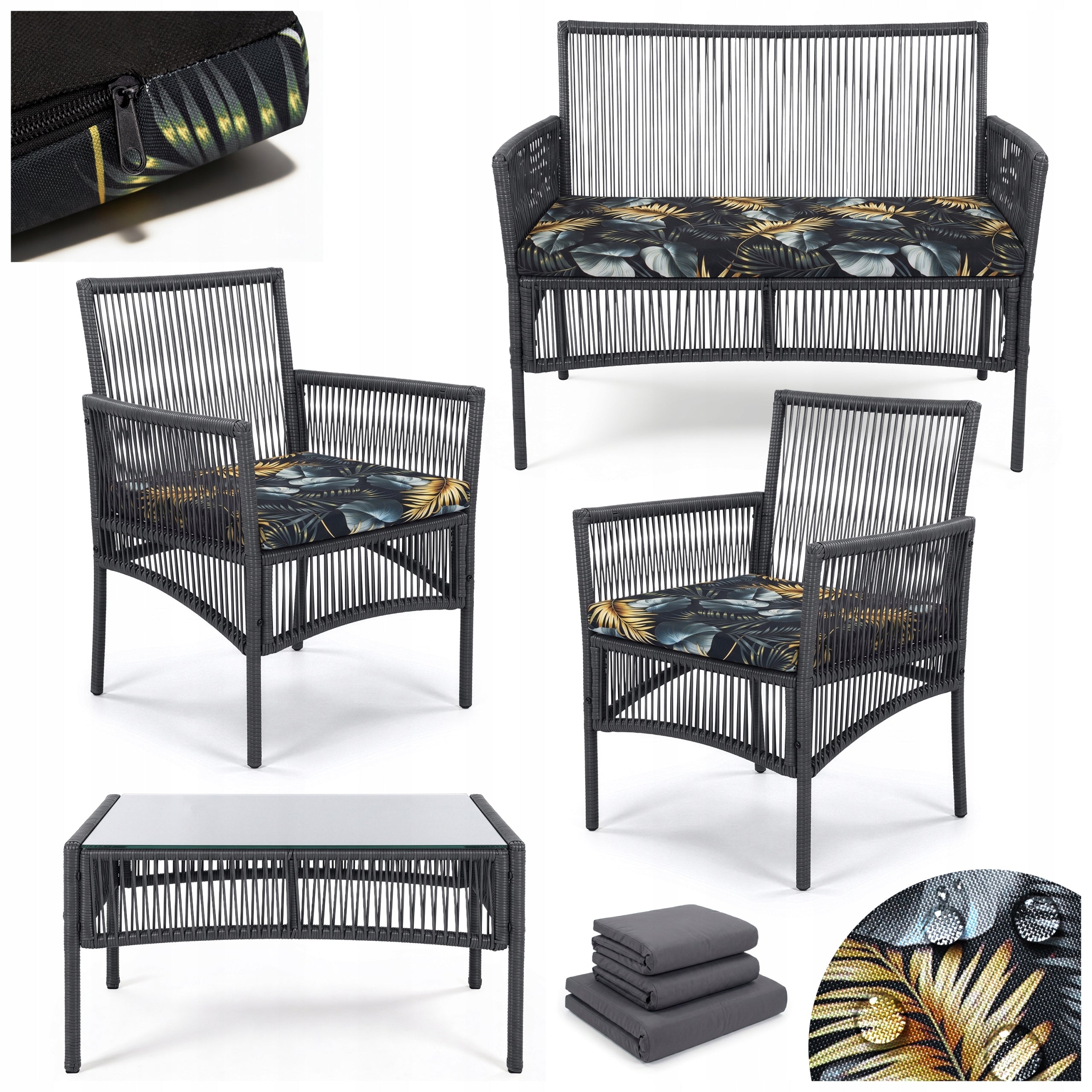 GARDEN FURNITURE SET SOFA TABLE ARMCHAIRS FOR GARDEN PLUS PILLOWS