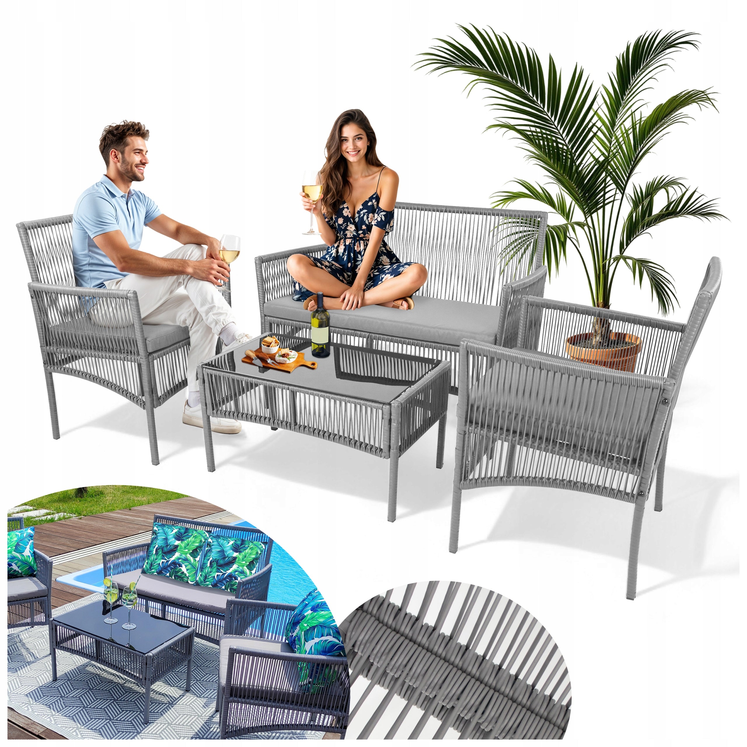 GARDEN FURNITURE SET SOFA TABLE ARMCHAIRS FURNITURE ACAPULCO FOR GARDEN Number of items in the set 4