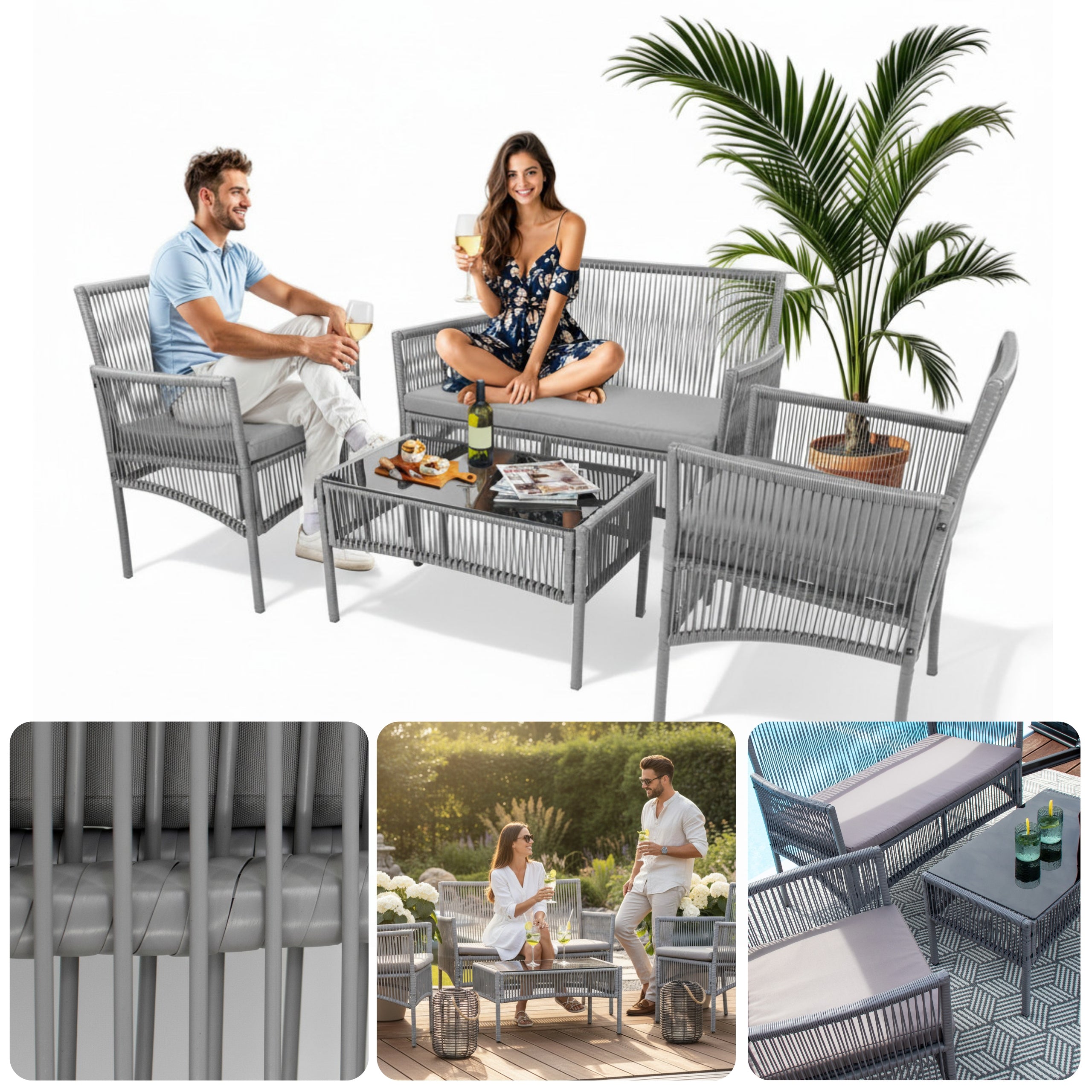 GARDEN FURNITURE SET SOFA TABLE ARMCHAIRS FURNITURE ACAPULCO FOR GARDEN