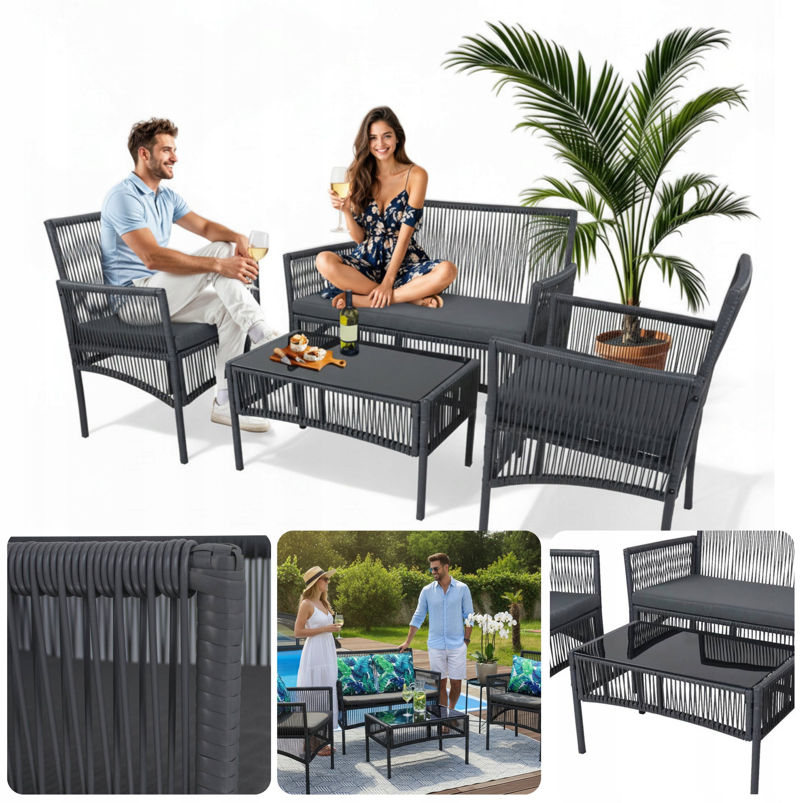 GARDEN FURNITURE SET SOFA TABLE ARMCHAIRS LINE FURNITURE FOR GARDEN