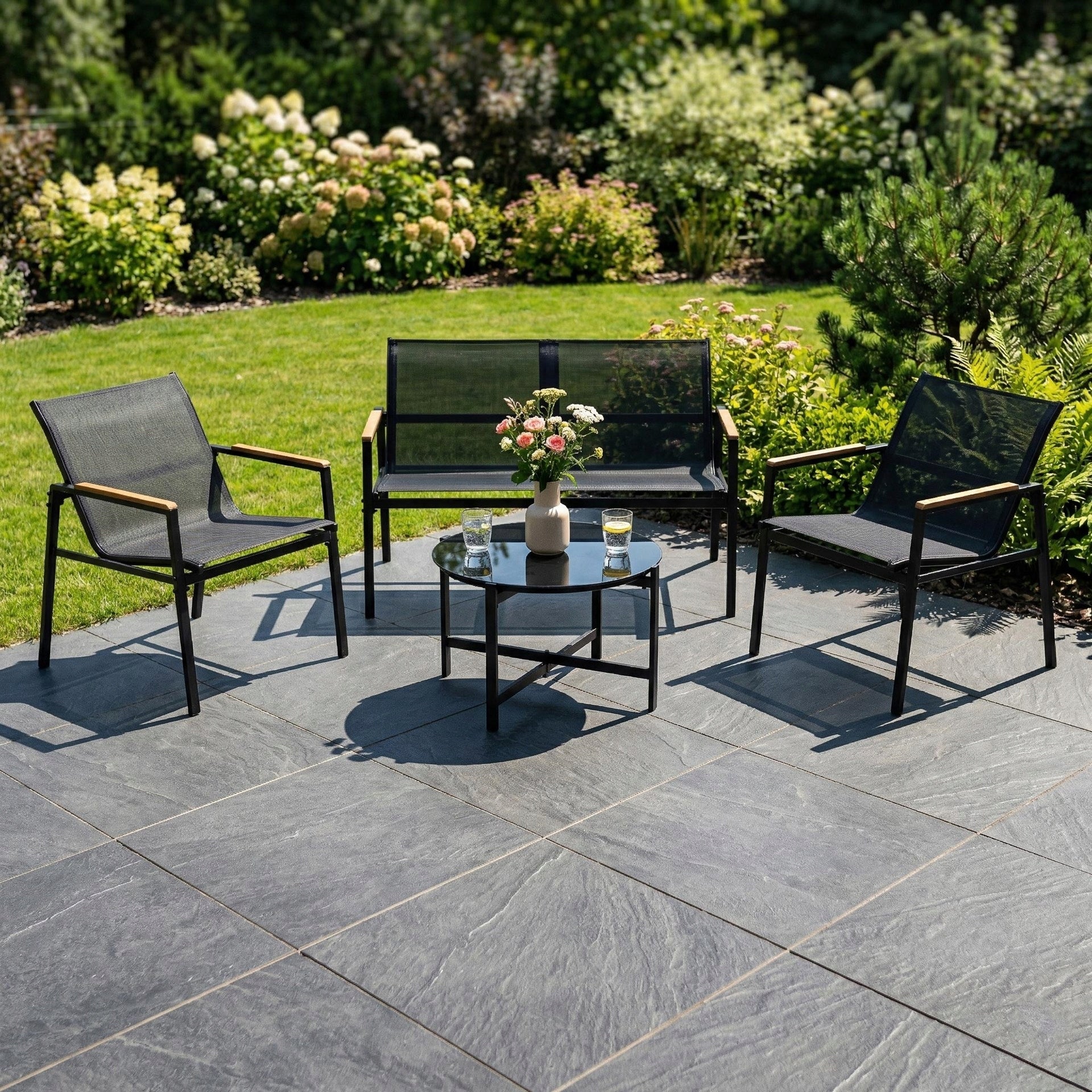 GARDEN FURNITURE SET SOFA TABLE CHAIRS METAL FURNITURE SET FOR 4 PEOPLE Line Meble ogrodowe