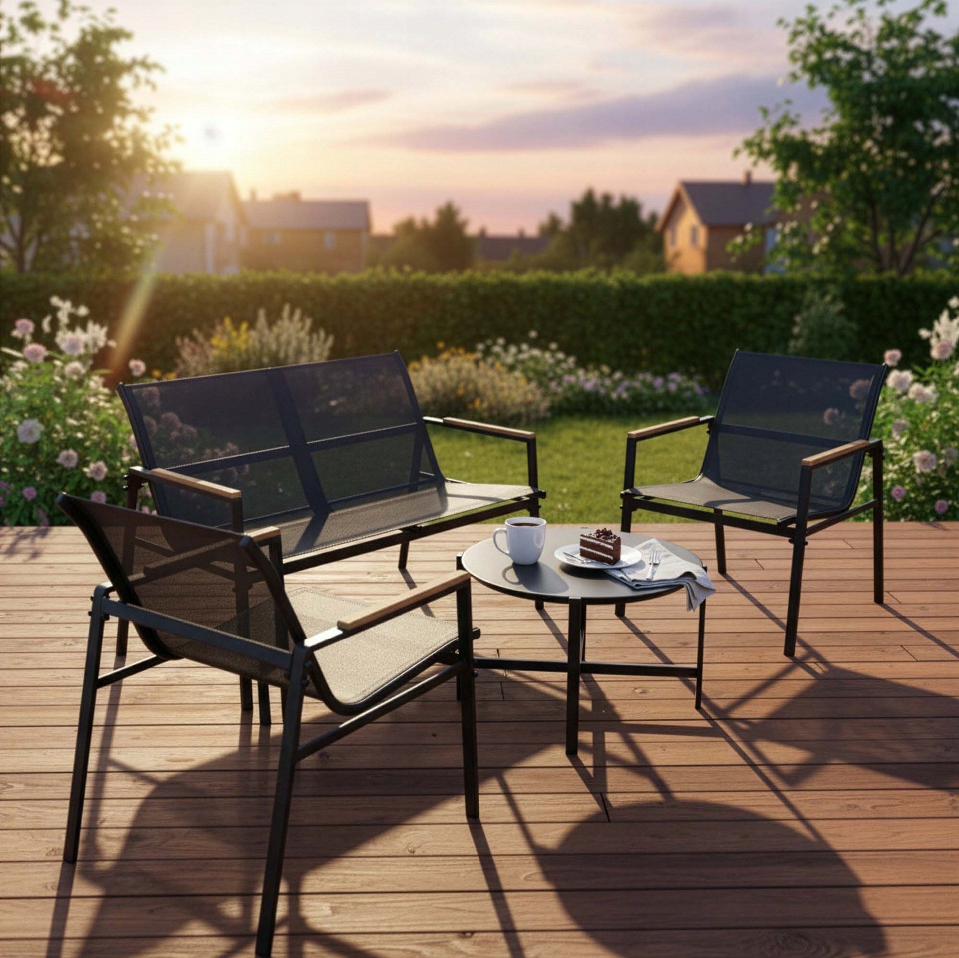 GARDEN FURNITURE SET SOFA TABLE CHAIRS METAL FURNITURE SET FOR 4 PEOPLE Number of people 4