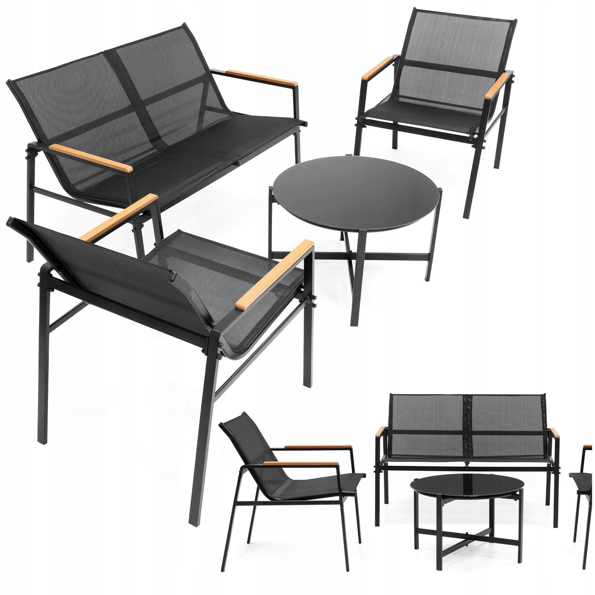 GARDEN FURNITURE SET SOFA TABLE CHAIRS METAL FURNITURE SET FOR 4 PEOPLE