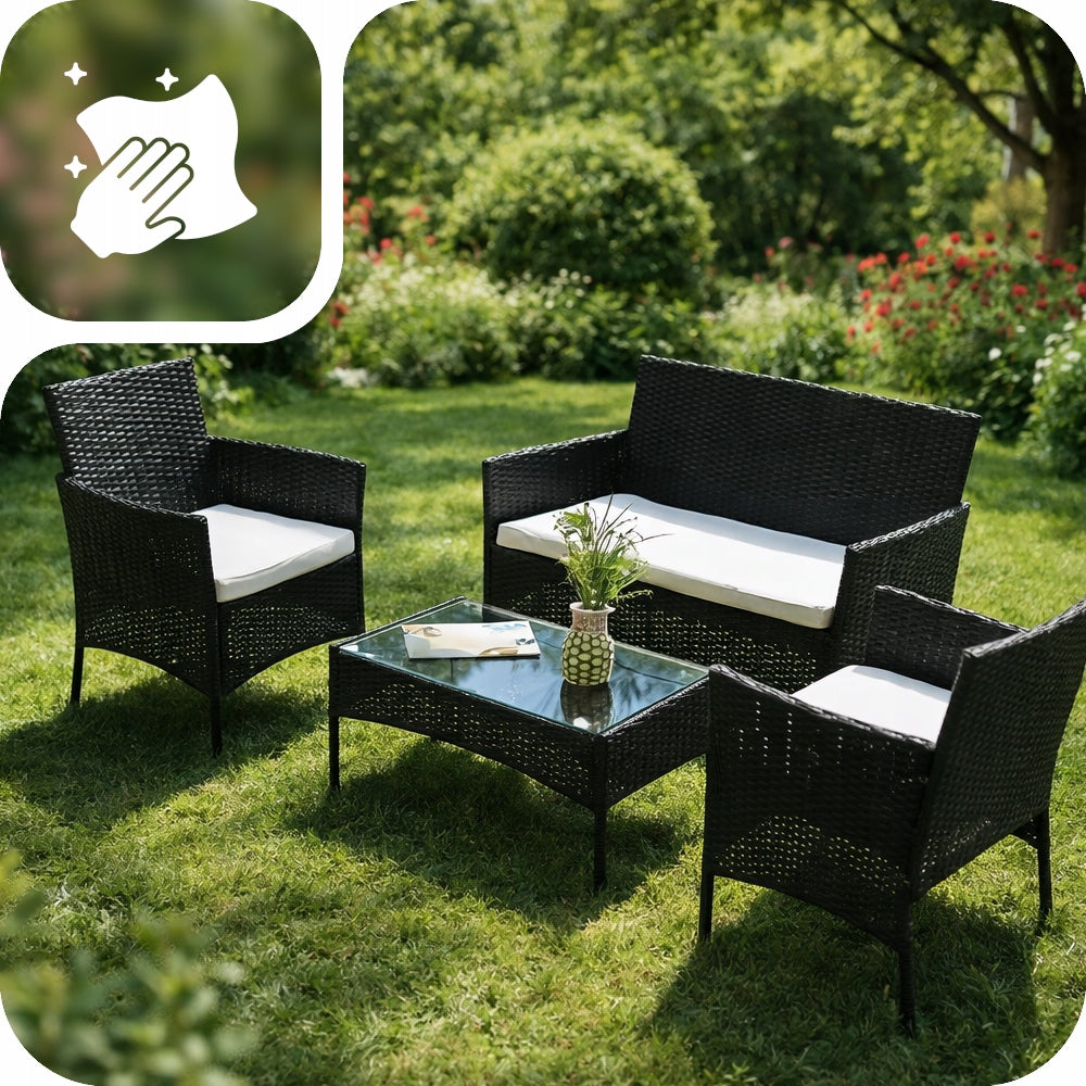 GARDEN FURNITURE SET SOFA TABLE RATTAN ARMCHAIRS FURNITURE SET FOR 5 PEOPLE Manufacturer no brand