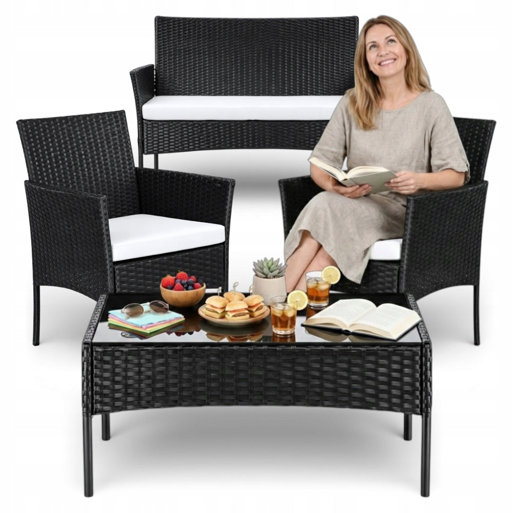 GARDEN FURNITURE SET SOFA TABLE RATTAN ARMCHAIRS FURNITURE SET FOR 5 PEOPLE