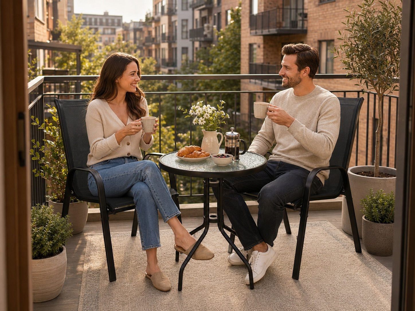 GARDEN FURNITURE SET TABLE + 2 CHAIRS FOR BALCONY TERRACE GARDEN NOVADO Main material metal