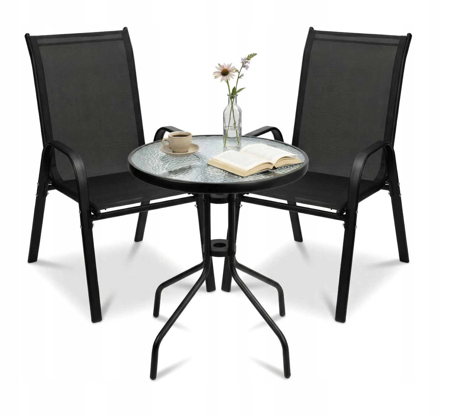 GARDEN FURNITURE SET TABLE + 2 CHAIRS FOR BALCONY TERRACE GARDEN NOVADO