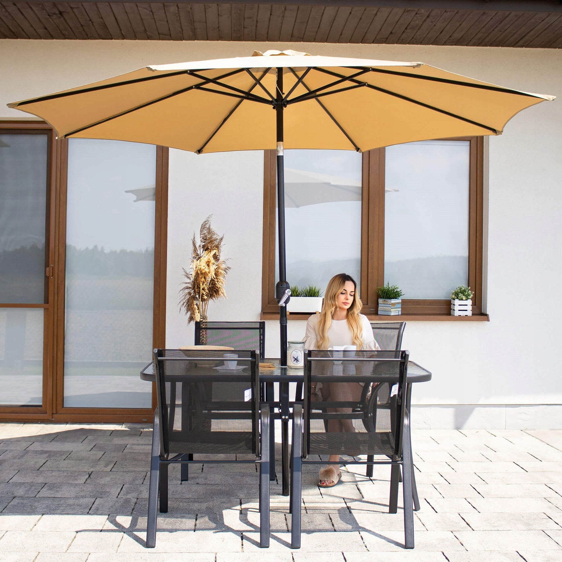 GARDEN FURNITURE SET TABLE +4 CHAIRS FOR TERRACE BALCONY LARGE For dinner set