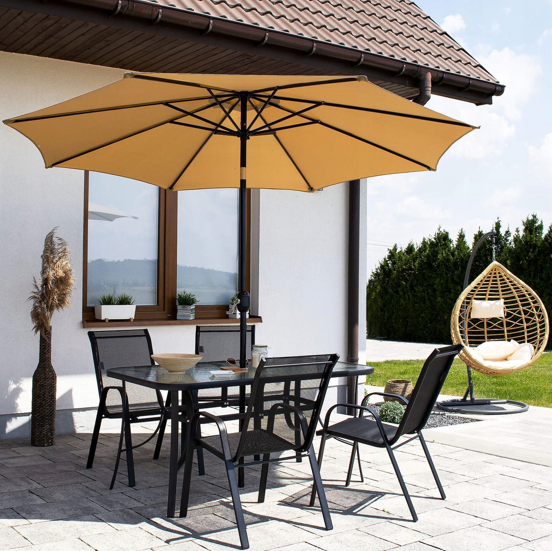 GARDEN FURNITURE SET TABLE +4 CHAIRS FOR TERRACE BALCONY LARGE Main material metal