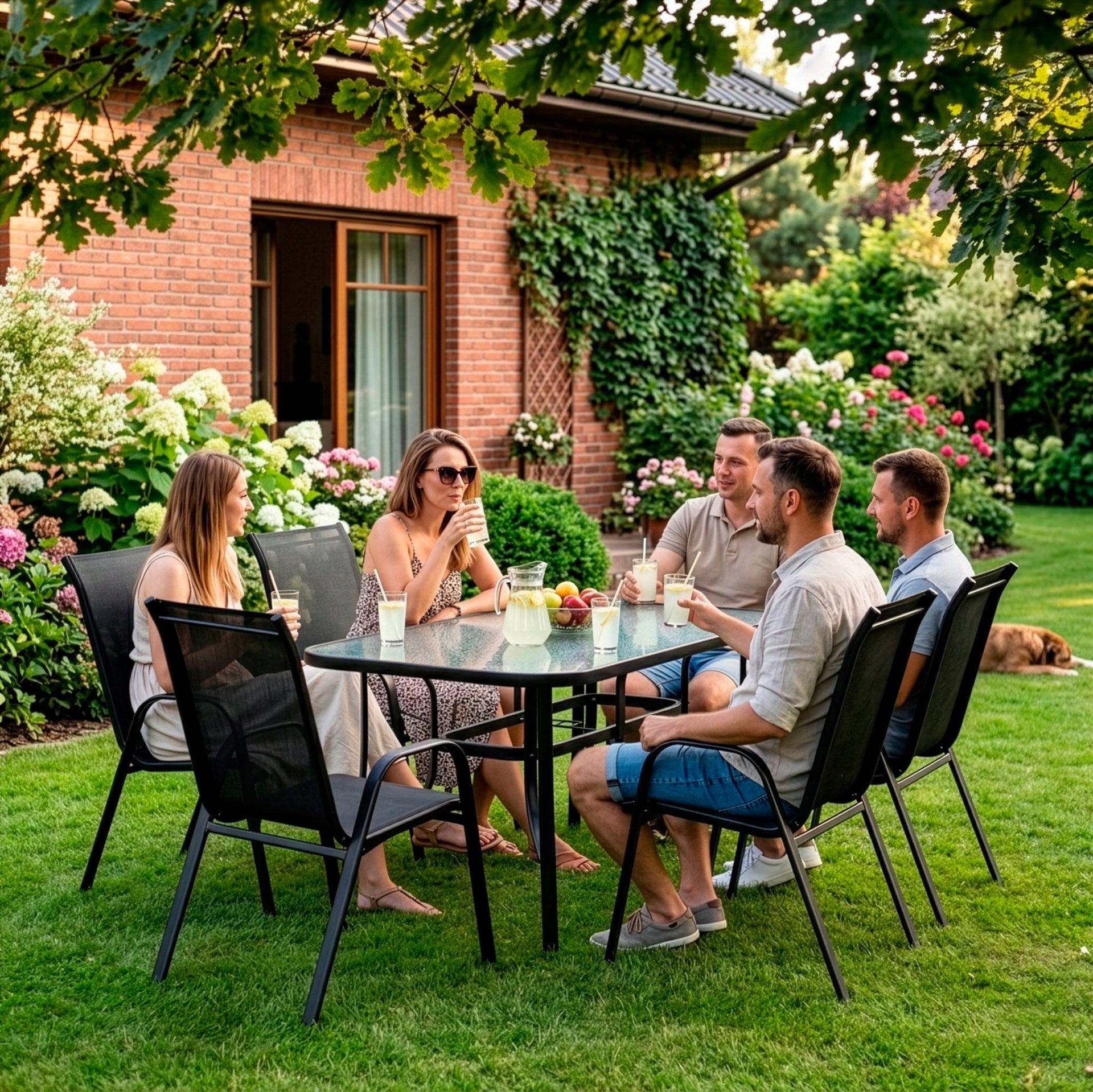 GARDEN FURNITURE SET TABLE +6 CHAIRS FOR TERRACE BALCONY LARGE Line ZESTAW STÓŁ I KRZESŁA
