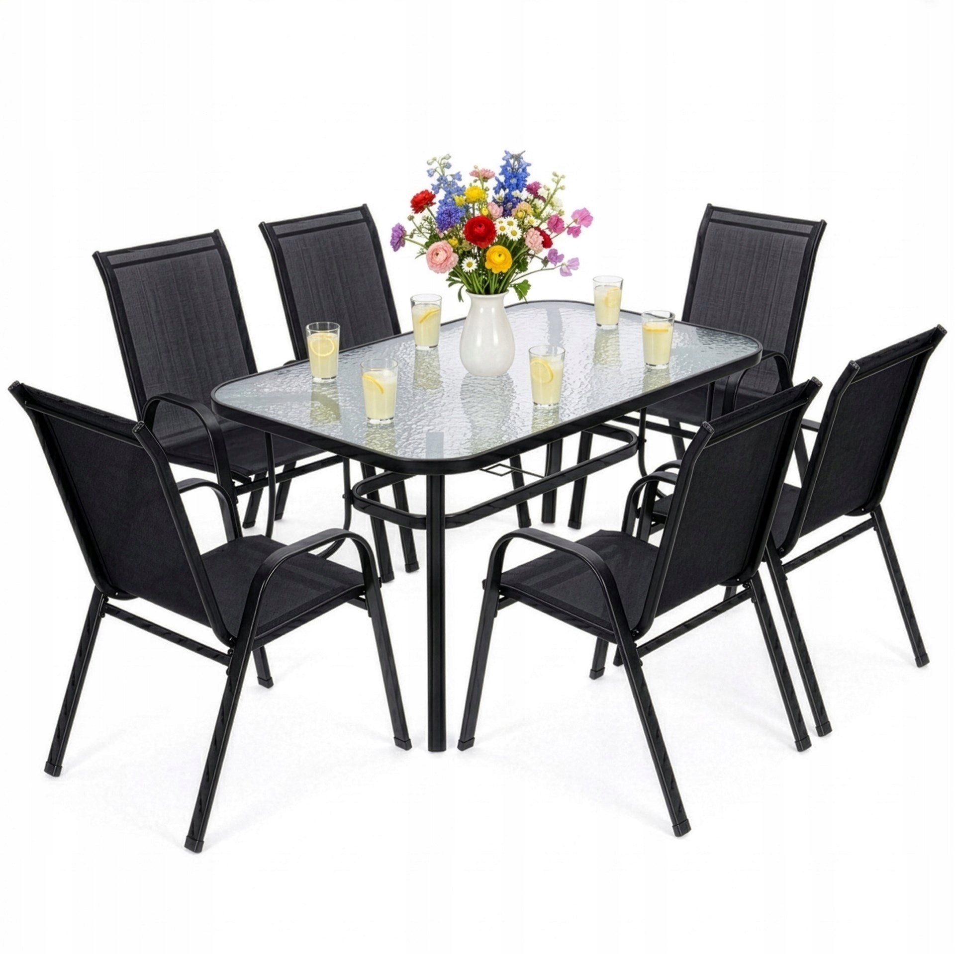 GARDEN FURNITURE SET TABLE +6 CHAIRS FOR TERRACE BALCONY LARGE