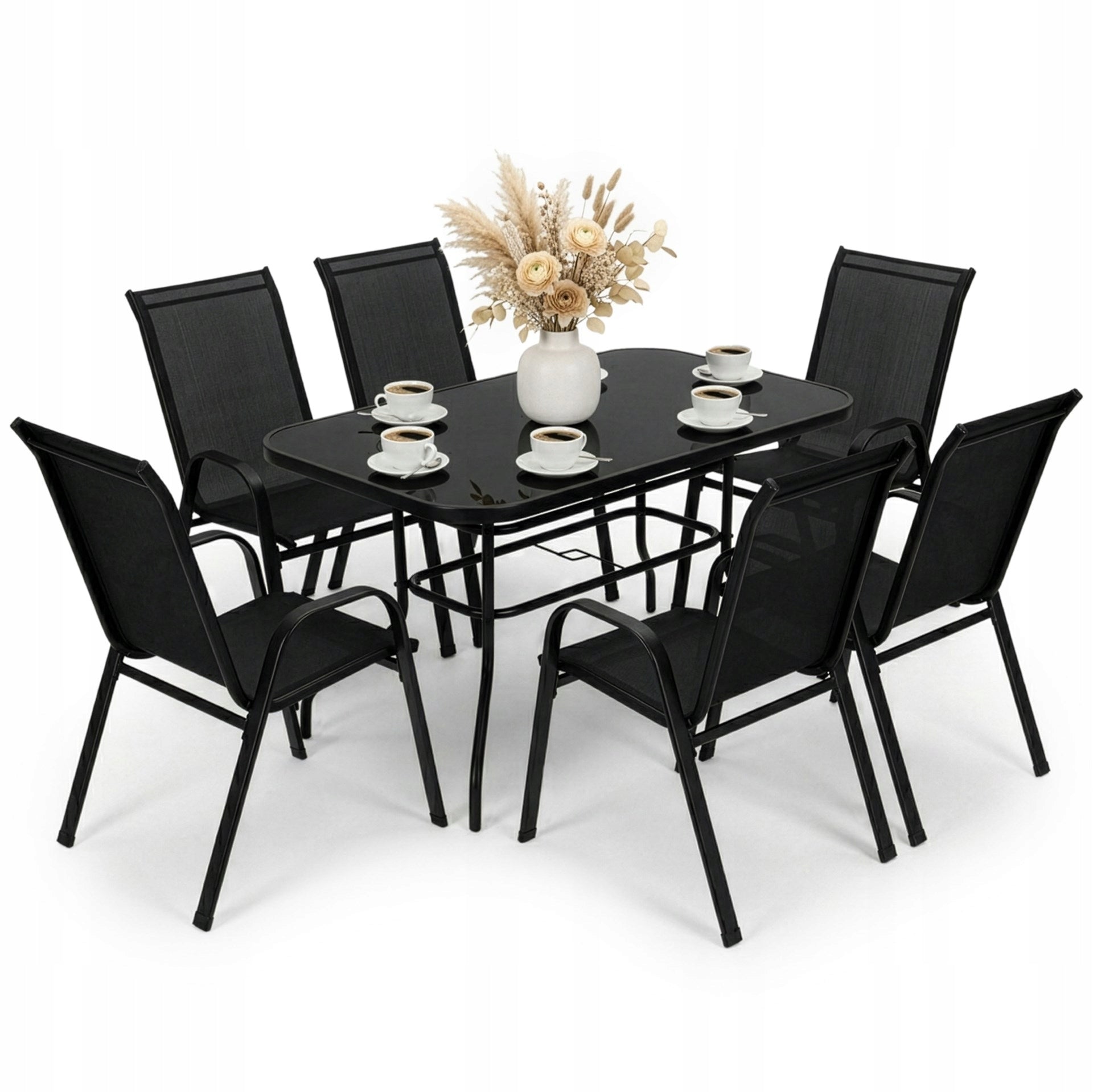 GARDEN FURNITURE SET TABLE +6 CHAIRS FOR TERRACE BALCONY LARGE