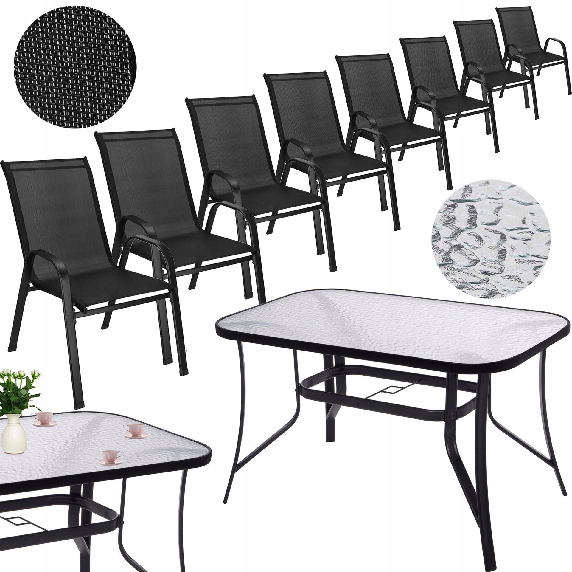GARDEN FURNITURE SET TABLE +8 CHAIRS FOR TERRACE BALCONY LARGE For dinner set