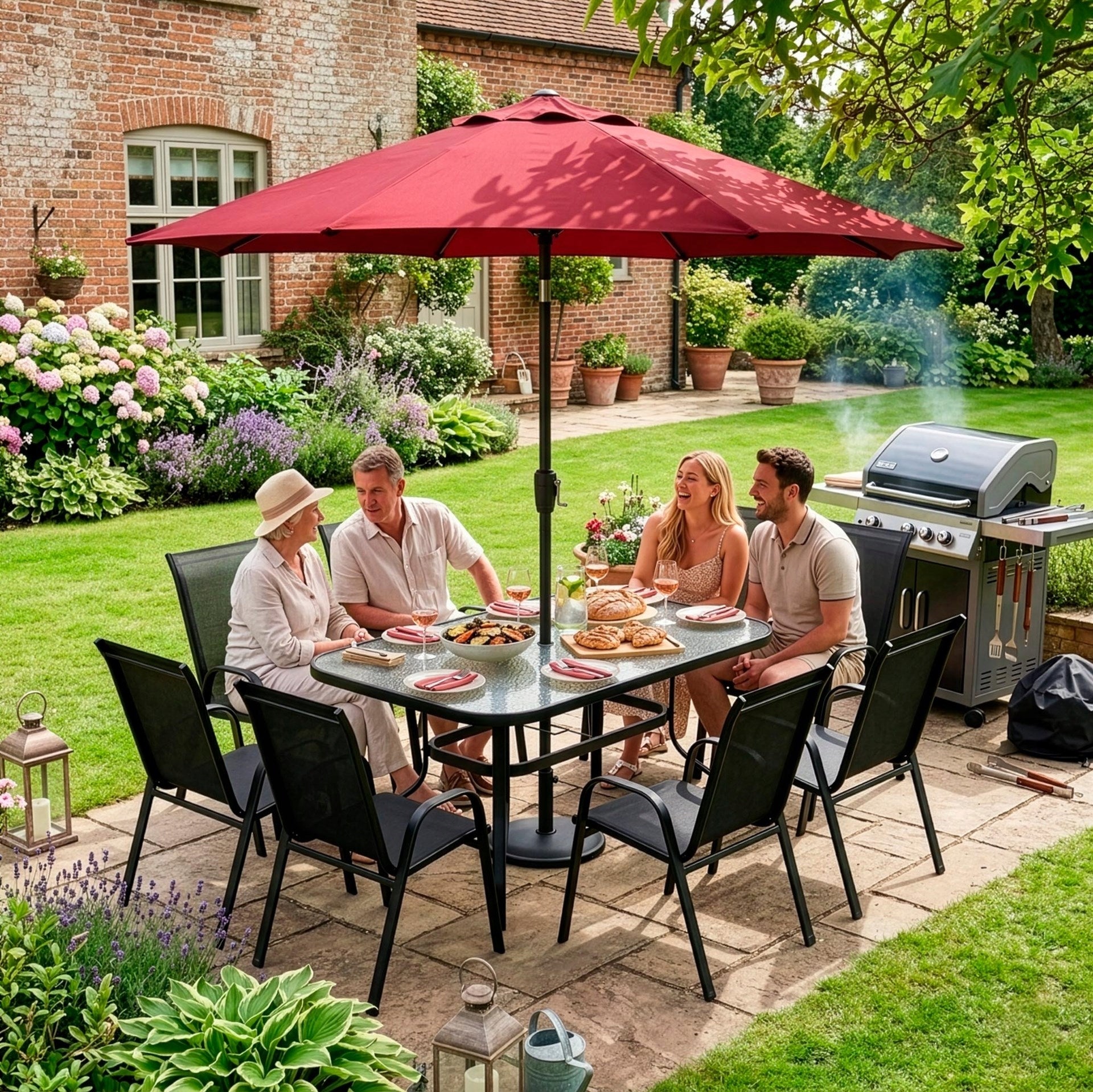 GARDEN FURNITURE SET TABLE +8 CHAIRS FOR TERRACE BALCONY LARGE Line ZESTAW STÓŁ I KRZESŁA