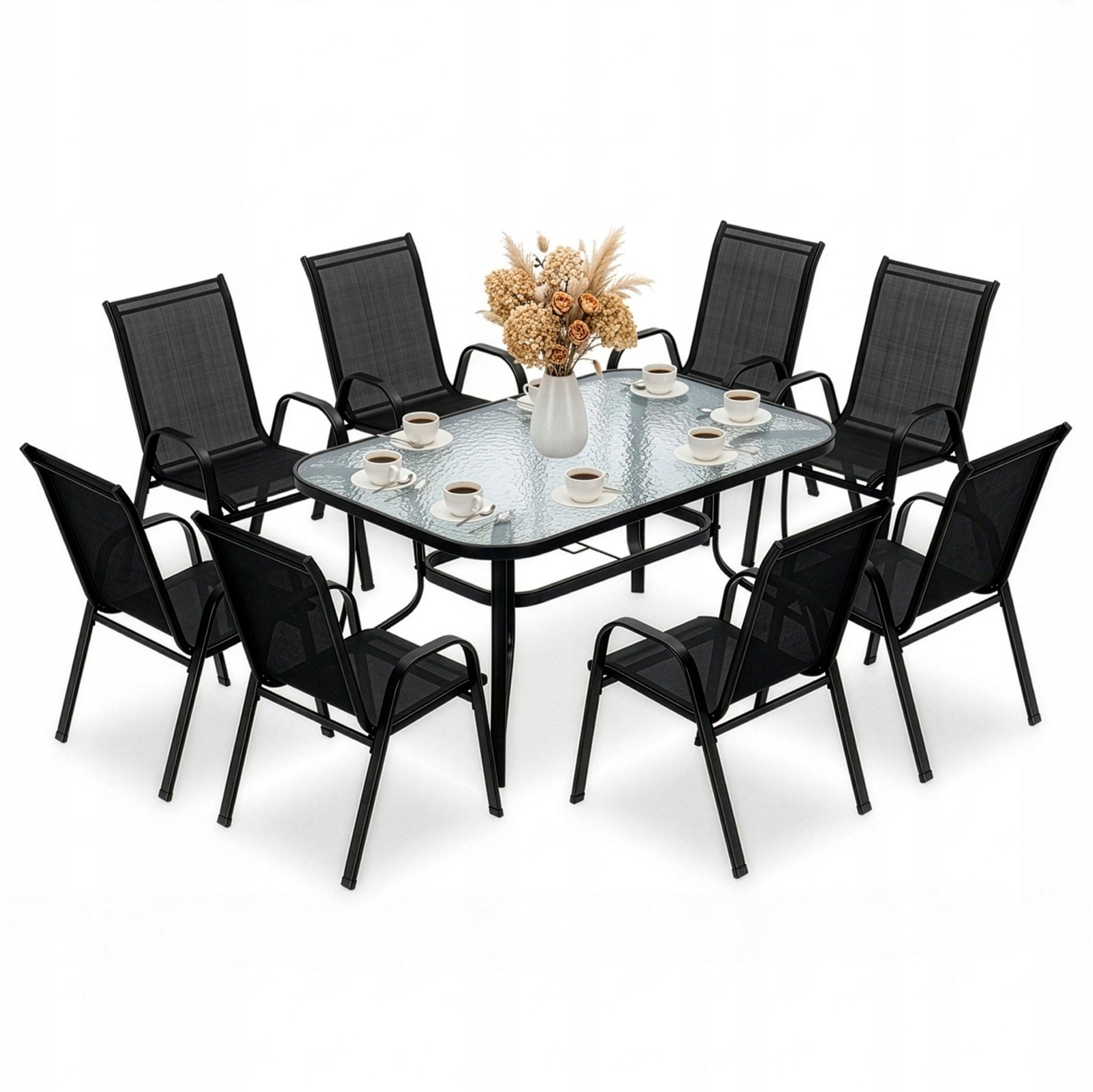 GARDEN FURNITURE SET TABLE +8 CHAIRS FOR TERRACE BALCONY LARGE
