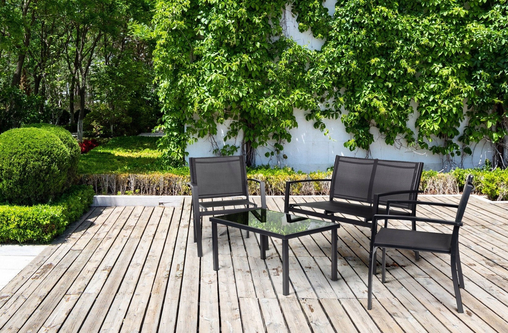 GARDEN FURNITURE SET TABLE BENCH ARMCHAIRS METAL SOLID METAL RESISTANT Manufacturer code FR-ITS020