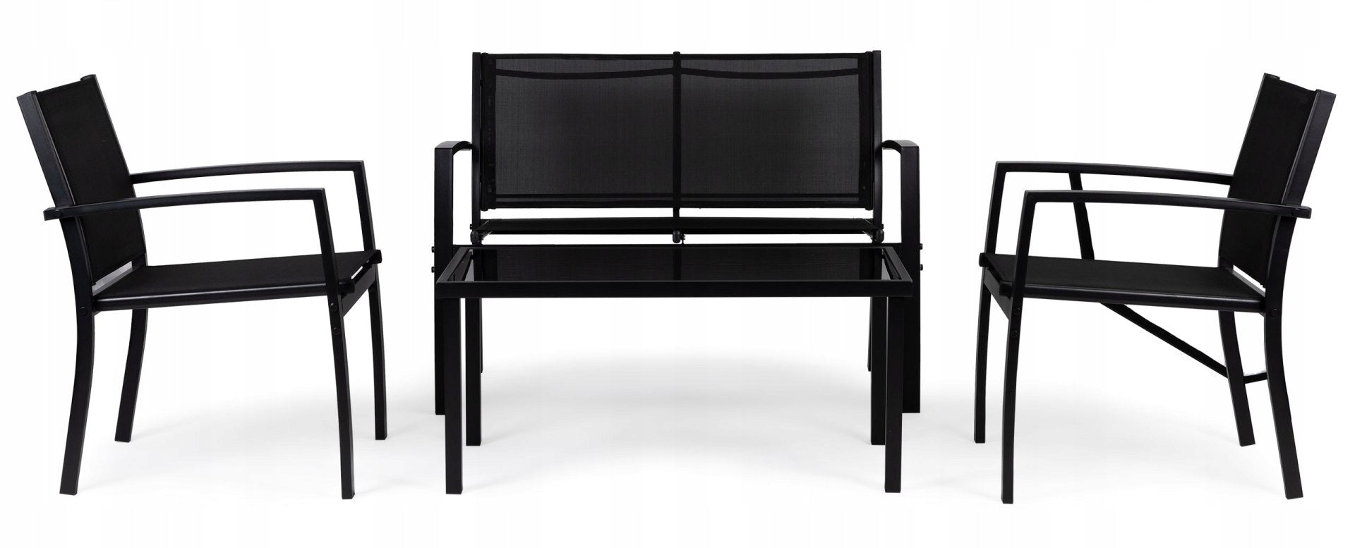 GARDEN FURNITURE SET TABLE BENCH ARMCHAIRS METAL SOLID METAL RESISTANT Packaging status original