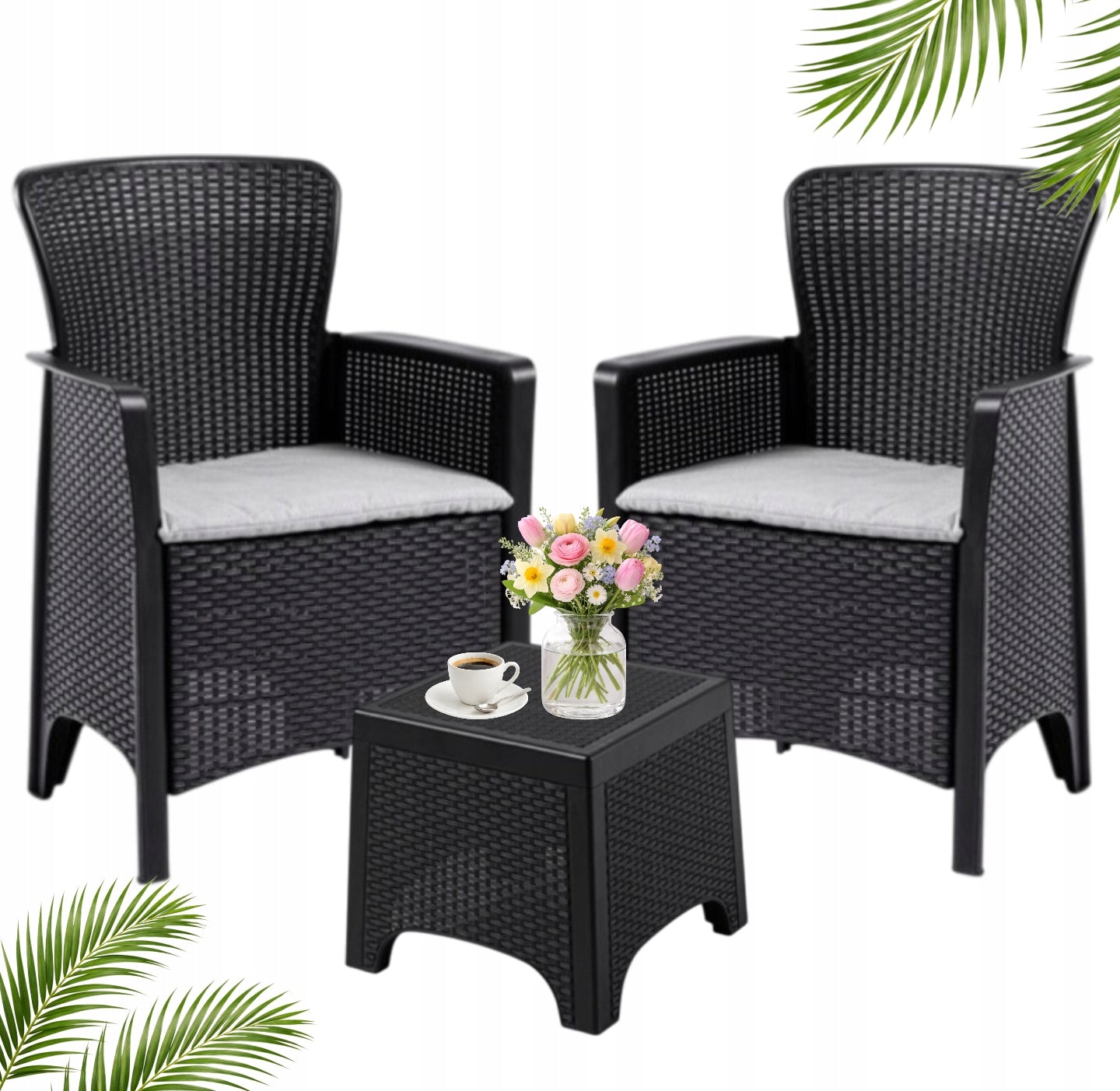 GARDEN FURNITURE SET TECHNORATTAN TERRACE FURNITURE BALCONY 2in1