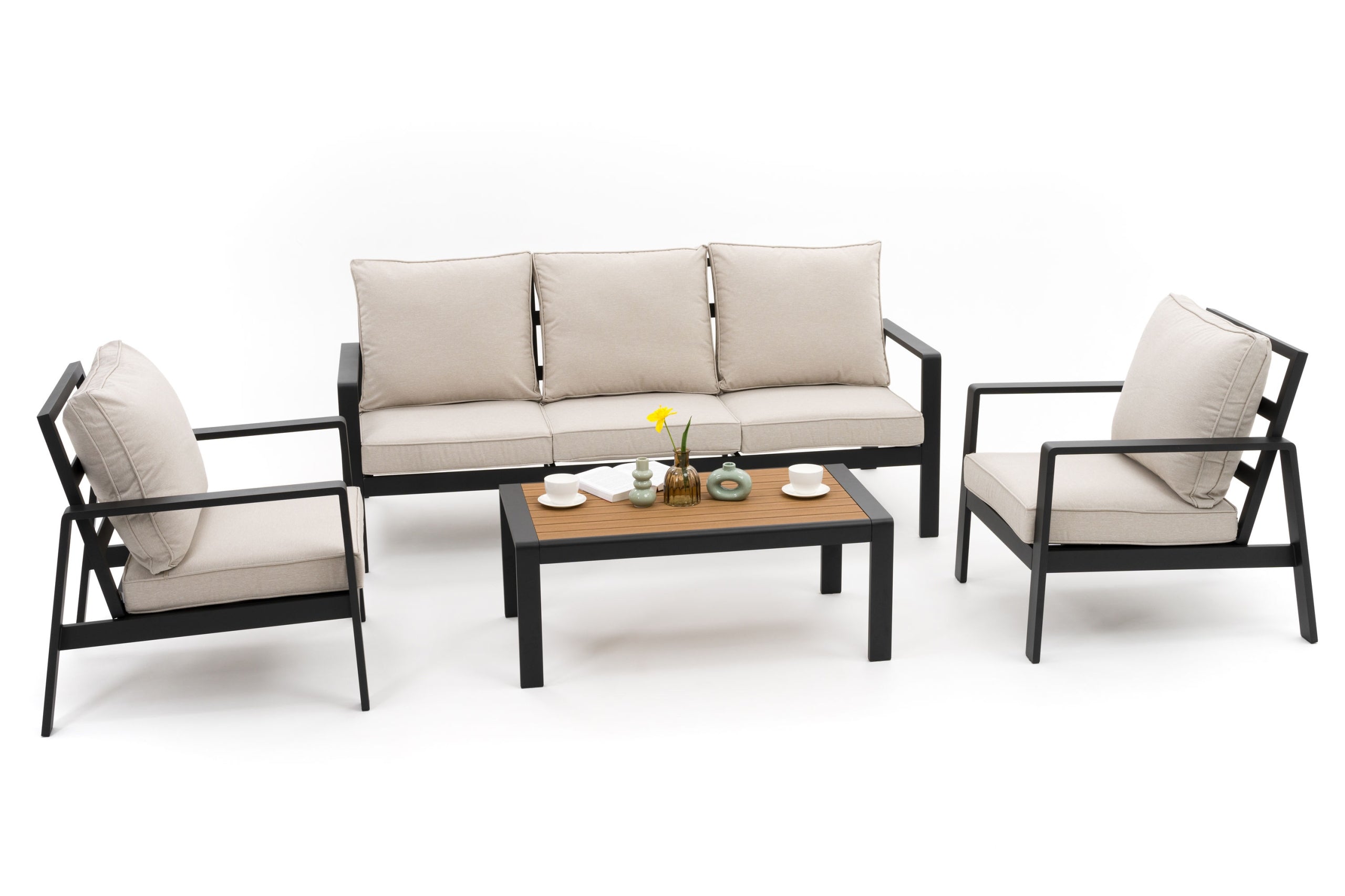 GARDEN FURNITURE SET TERRACE MODERN ALUMINUM ATOLL 5 GRAPHITE BEIGE Packaging status original