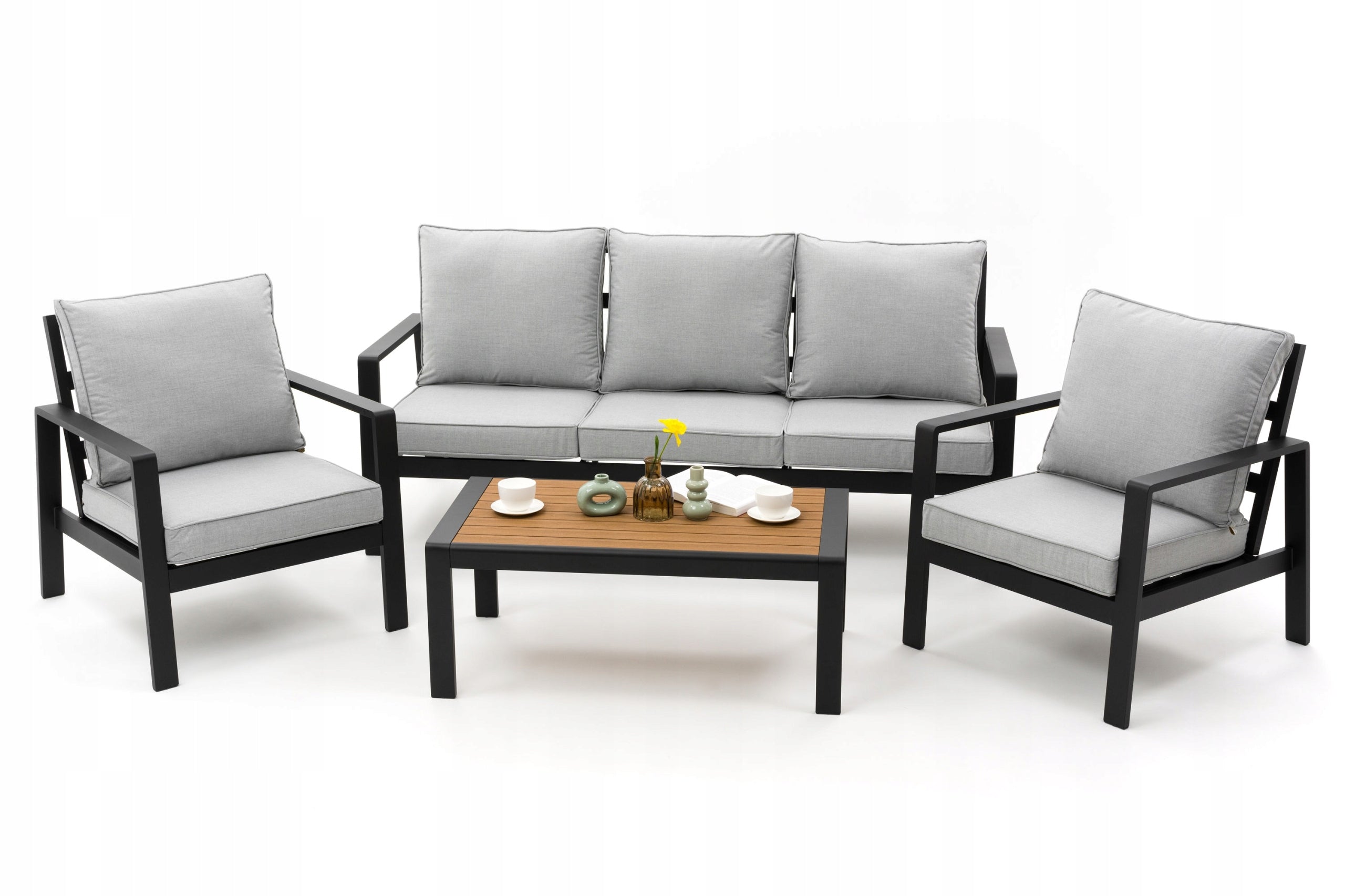 GARDEN FURNITURE SET TERRACE MODERN ALUMINUM ATOLL 5 GRAPHITE GRAY