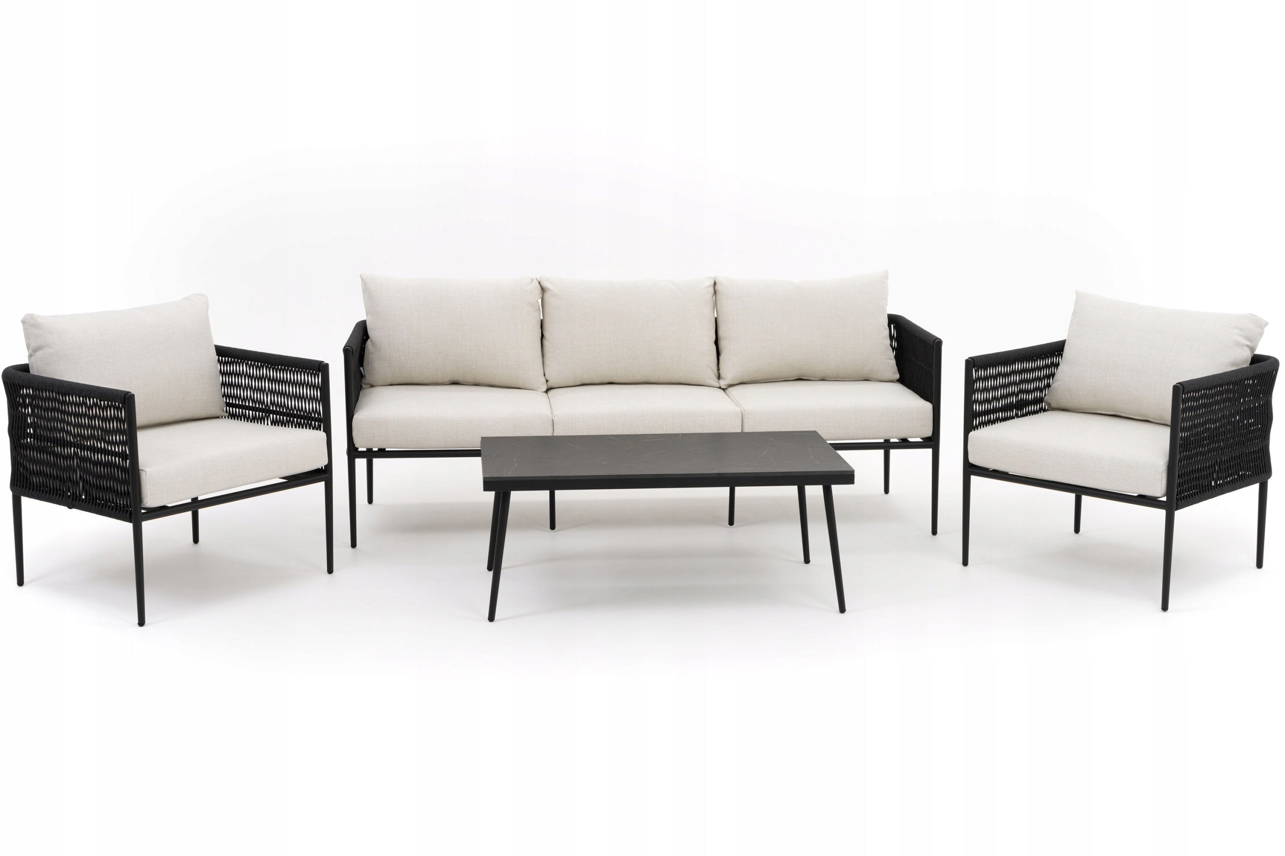 GARDEN FURNITURE SET TERRACE MODERN ALUMINUM BELIZE BLACK AND BEIGE Manufacturer New Home