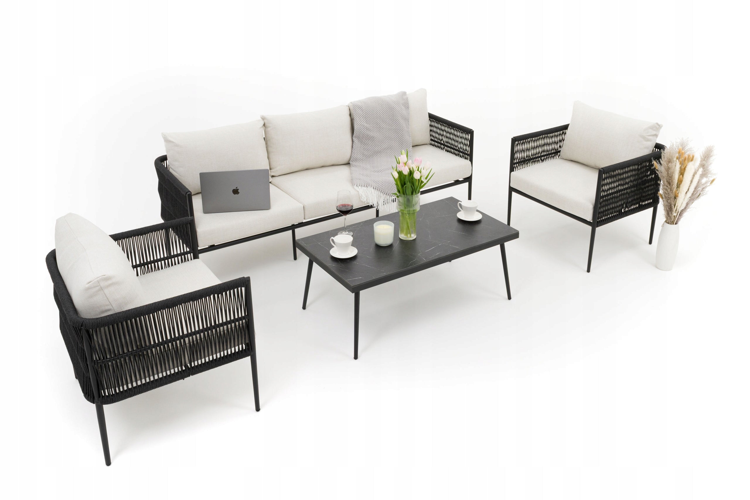 GARDEN FURNITURE SET TERRACE MODERN ALUMINUM BELIZE BLACK AND BEIGE Manufacturer code ZESTAW WYPOCZYNKOWY BELIZE - CZARNO BEŻOWY