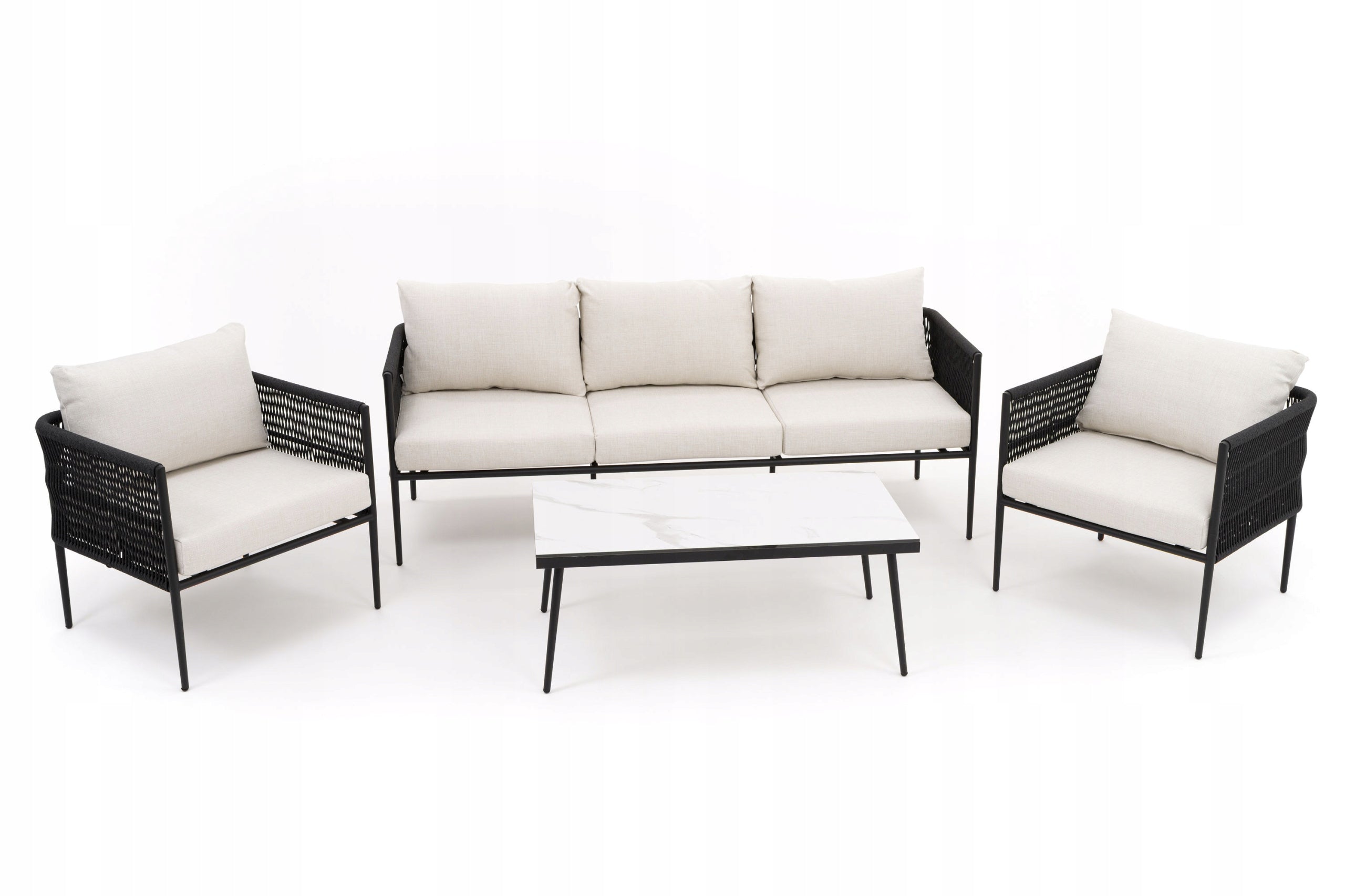 GARDEN FURNITURE SET TERRACE MODERN ALUMINUM BELIZE WHITE AND BEIGE Manufacturer New Home