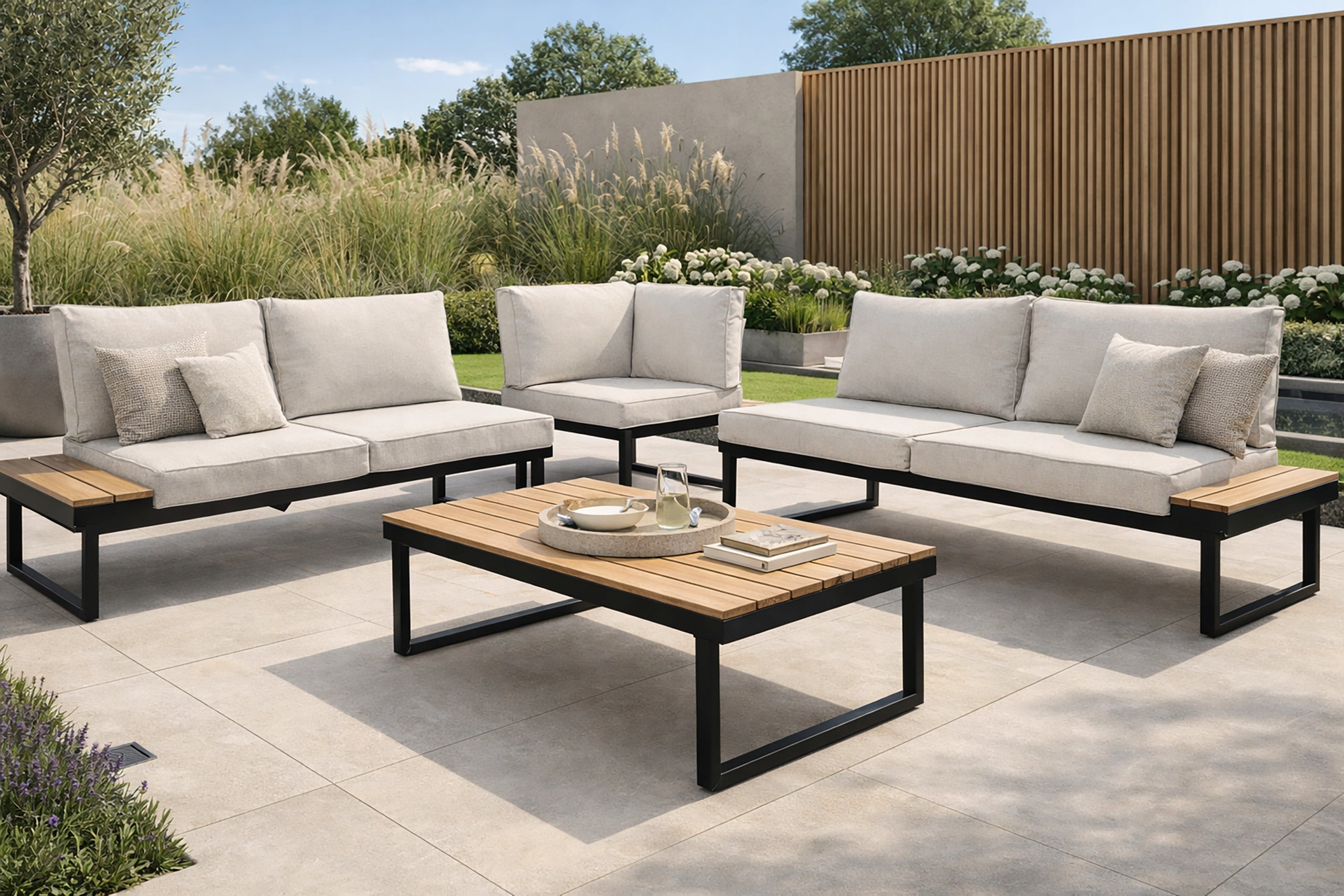 GARDEN FURNITURE SET TERRACE MODULAR CORNER TABLE VENTURA PRO TAUPE Packaging status original