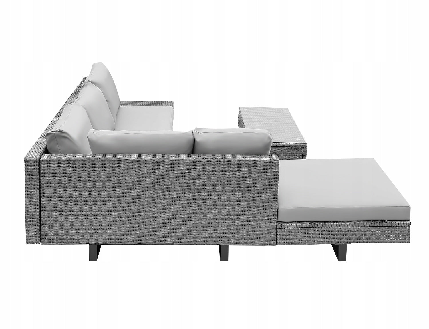 GARDEN FURNITURE SET TORINO CORNER + TABLE GLASS RATTAN TOP Color gray
