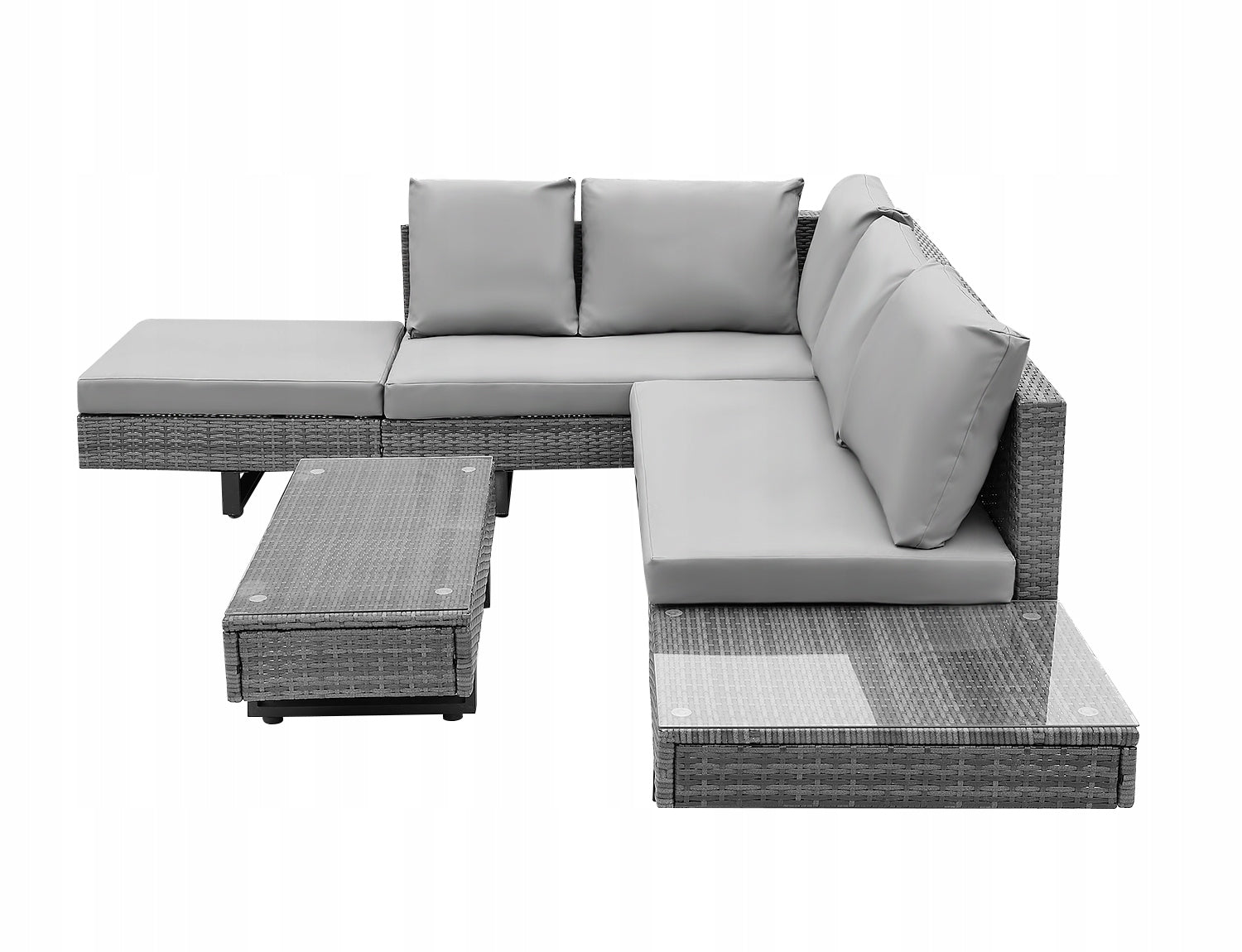 GARDEN FURNITURE SET TORINO CORNER + TABLE GLASS RATTAN TOP Packaging status original