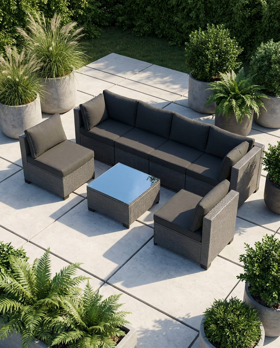 GARDEN FURNITURE SET XL2501 RATTAN CORNER TABLE FOR TERRACE GREY Packaging status original