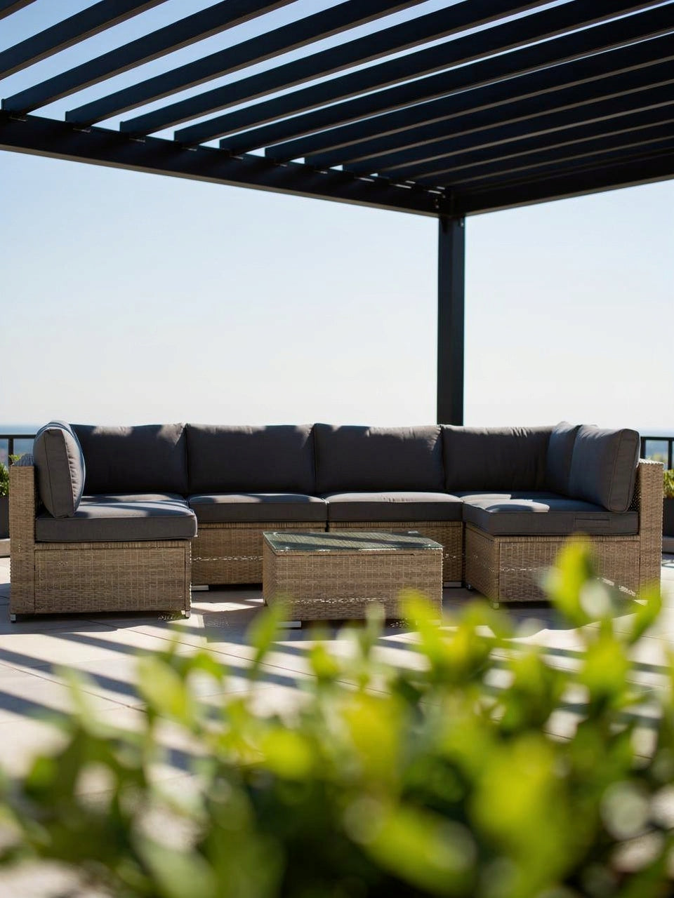 GARDEN FURNITURE SET XL2501 RATTAN CORNER TABLE TERRACE NATURAL Manufacturer code IdealGarden