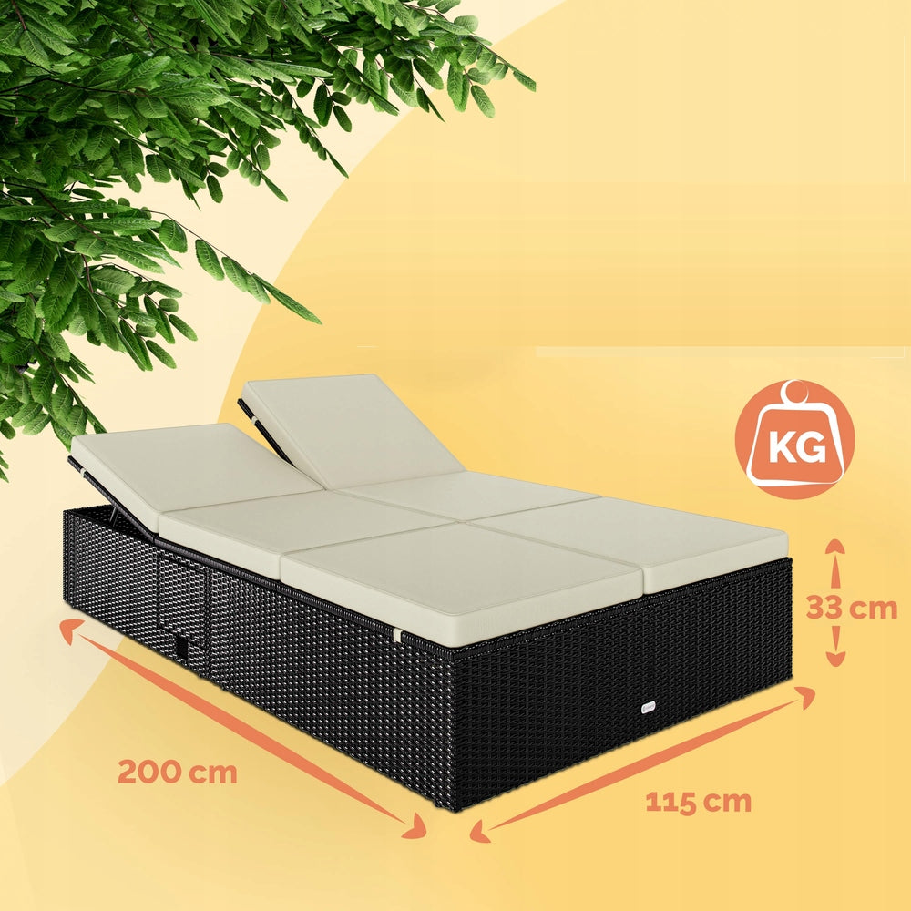 GARDEN FURNITURE SUN LOUNGER BED PILLOWS 200x115x33cm Brand Casaria