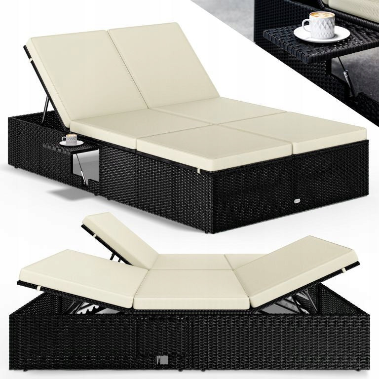 GARDEN FURNITURE SUN LOUNGER BED PILLOWS 200x115x33cm Frame material synthetic rattan
